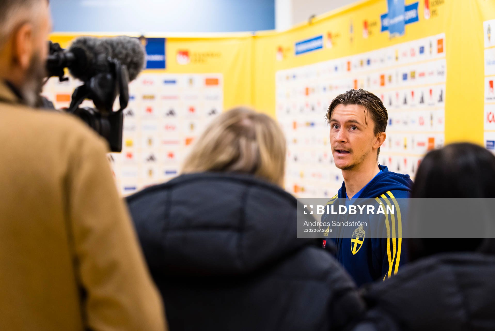 Kristoffer Olsson of Sweden meets the press