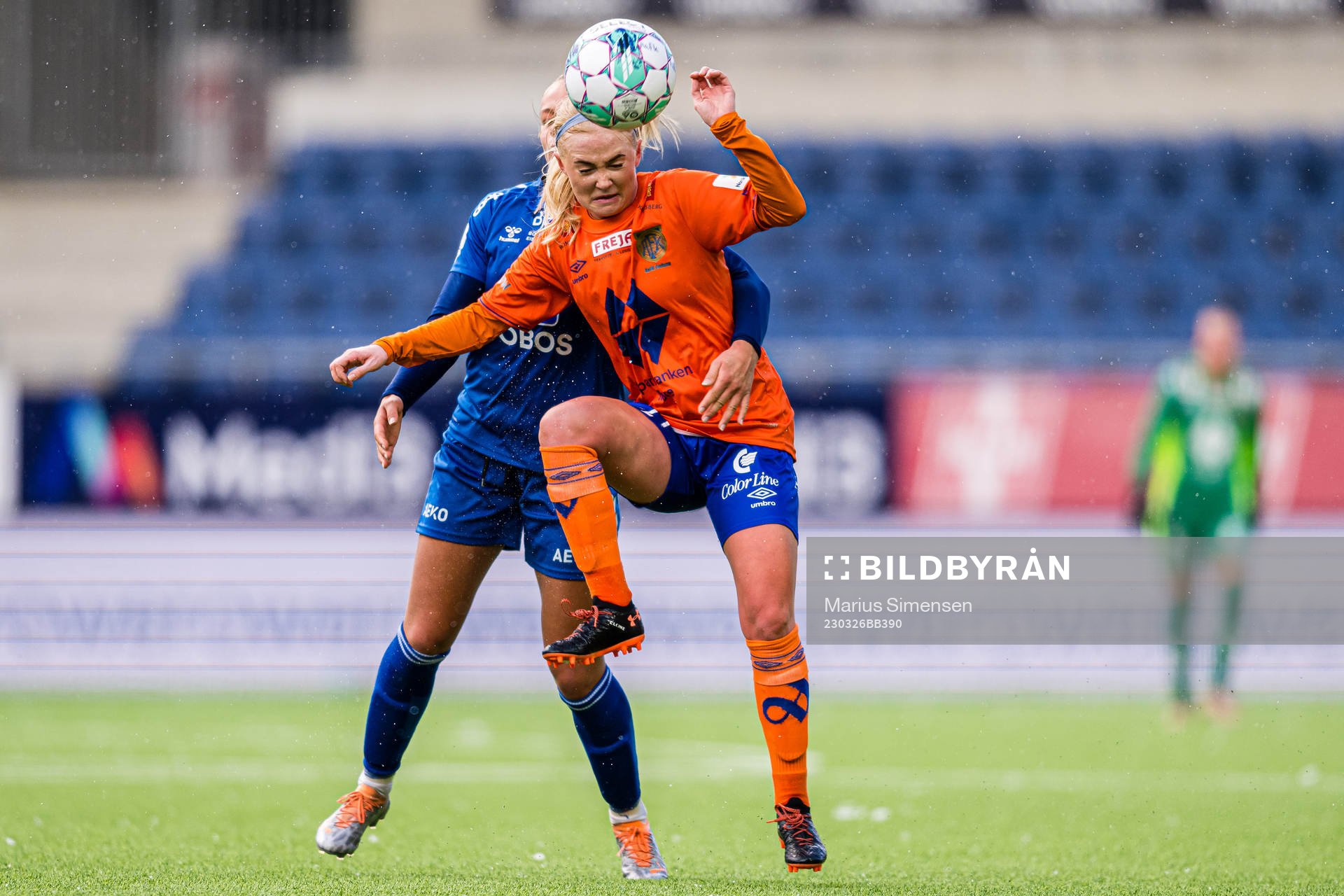 Caylon Mason Mcmillan of AaFK Fortuna during the 1. division football match between AaFK Fortuna and Kolbotn on March 26, 2023 in Ålesund.