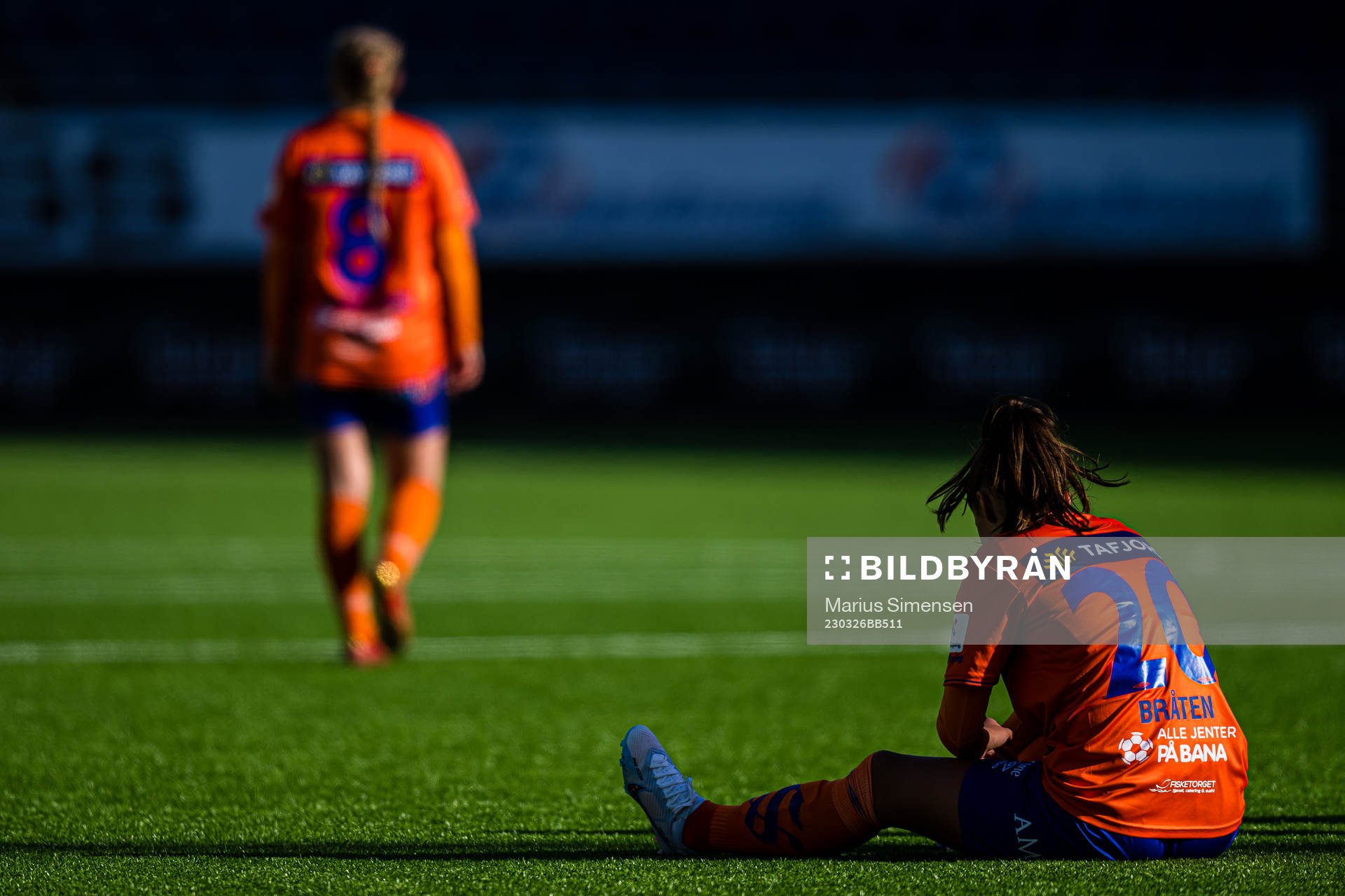 Hanna Bråten Gravem of AaFK Fortuna looks dejected