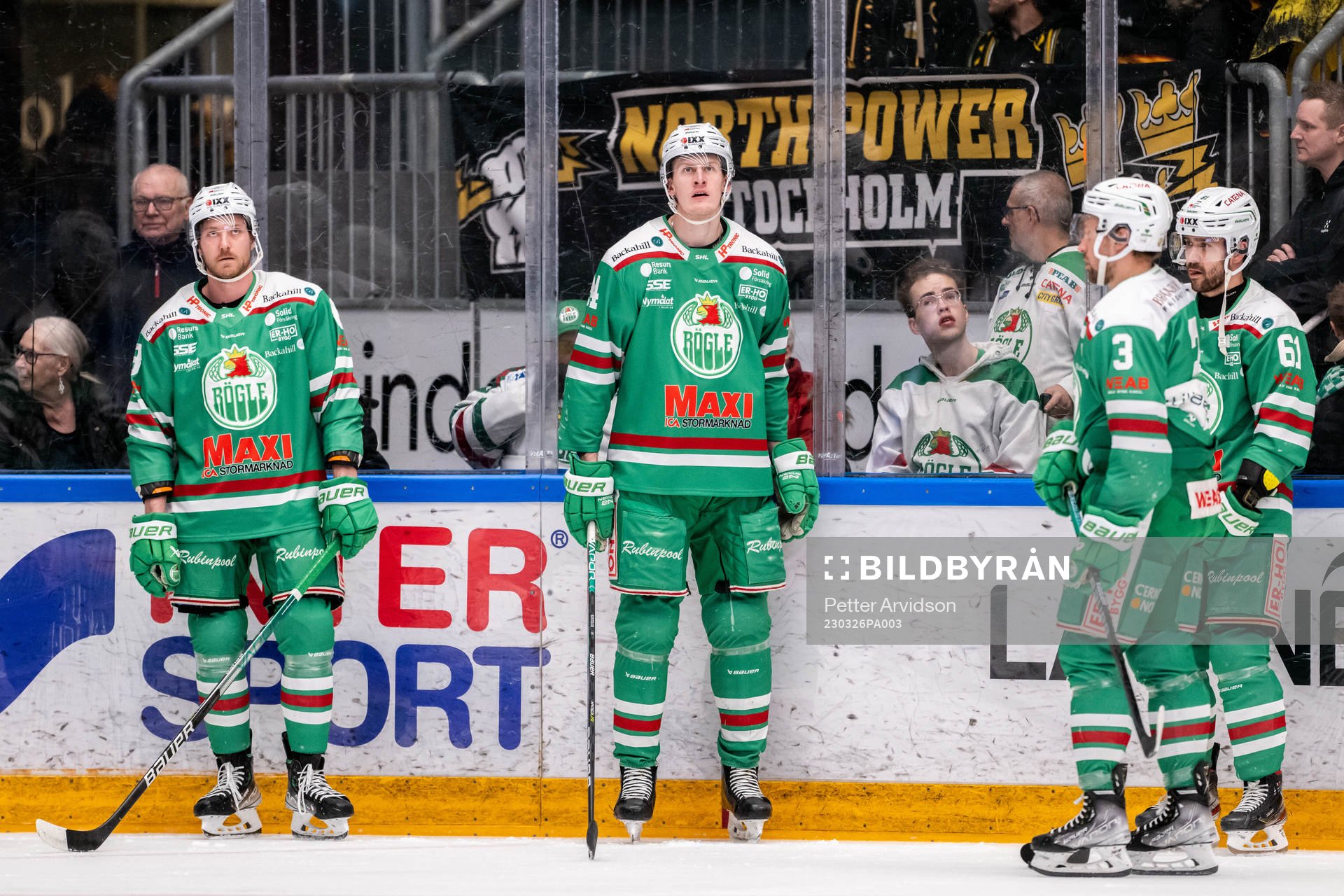 Rögles Linus Sandin, Adam Edström, Michael Kapla och