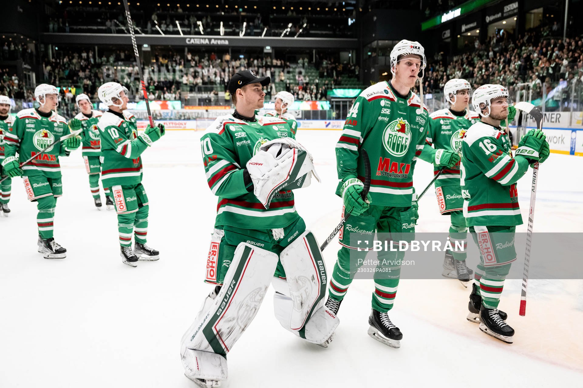 Rögles målvakt Calle Clang, Adam Edström och Valtteri