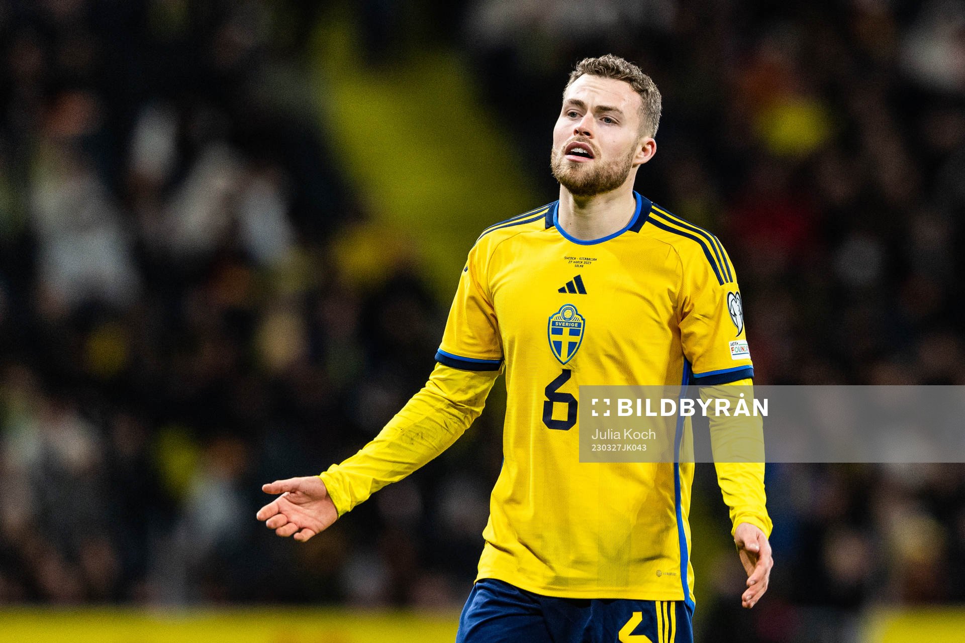 Gabriel Gudmundsson of Sweden looks dejected