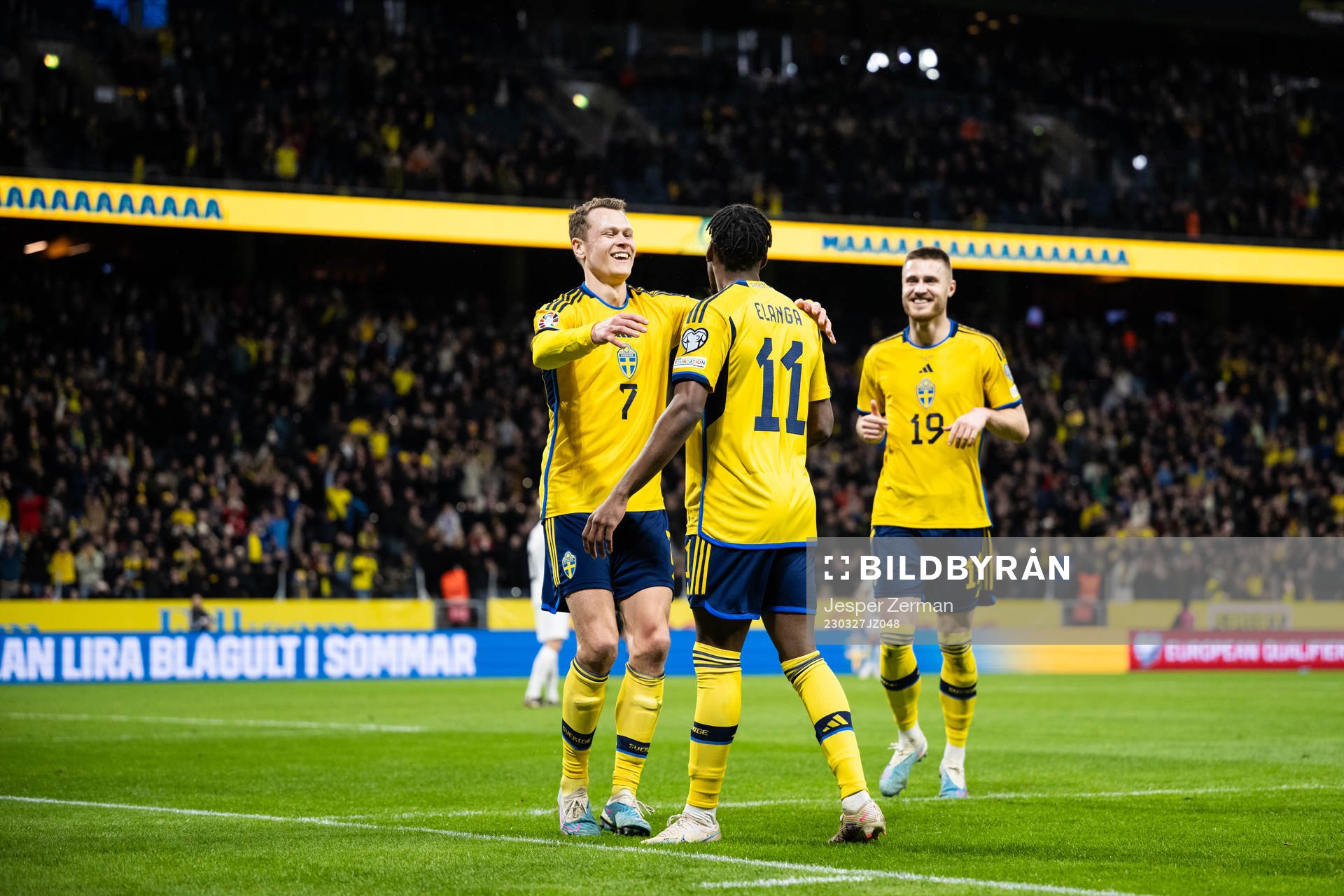Viktor Claesson, Anthony Elanga and Mattias Svanberg of