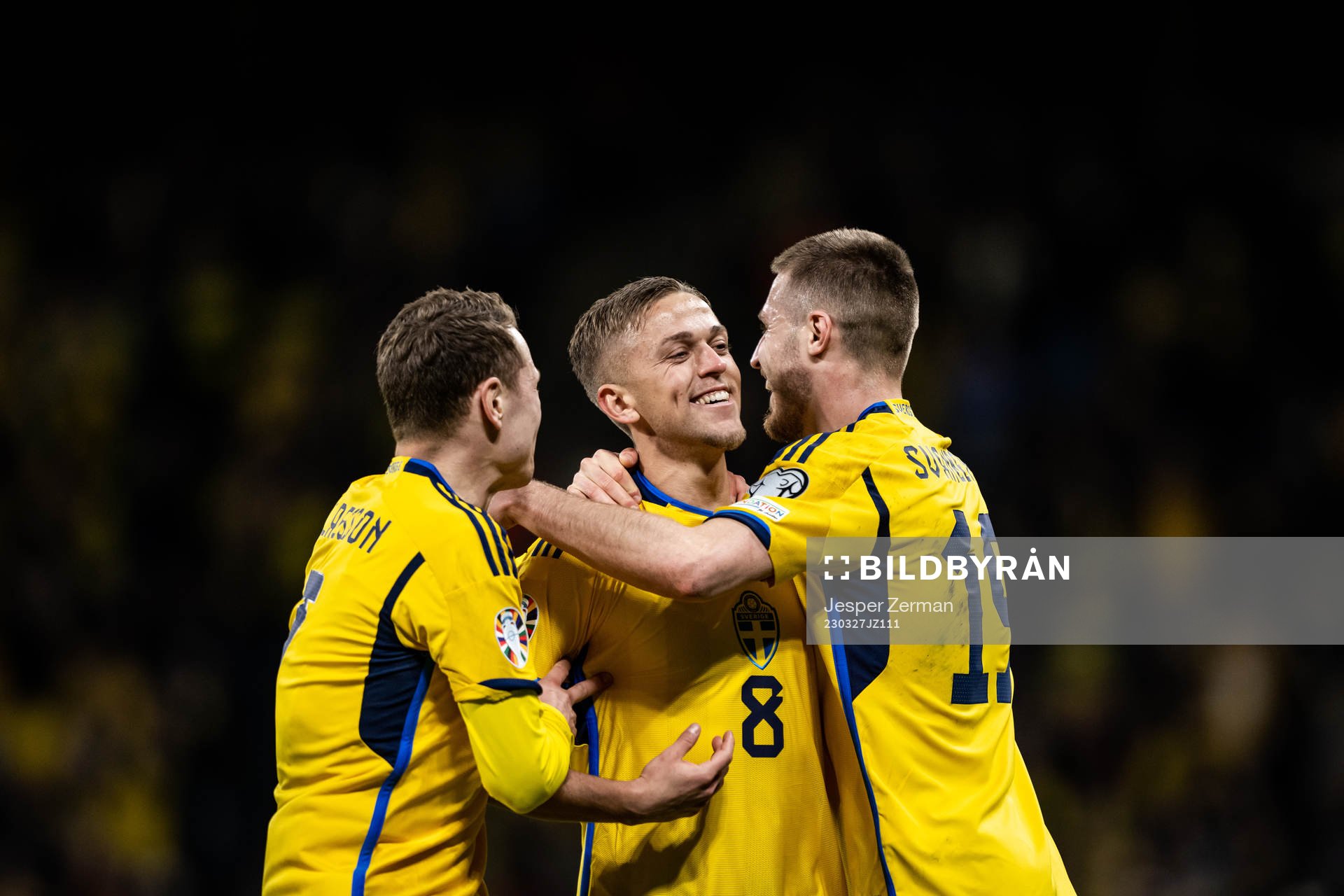 Jesper Karlsson of Sweden celebrate with Viktor Claesson