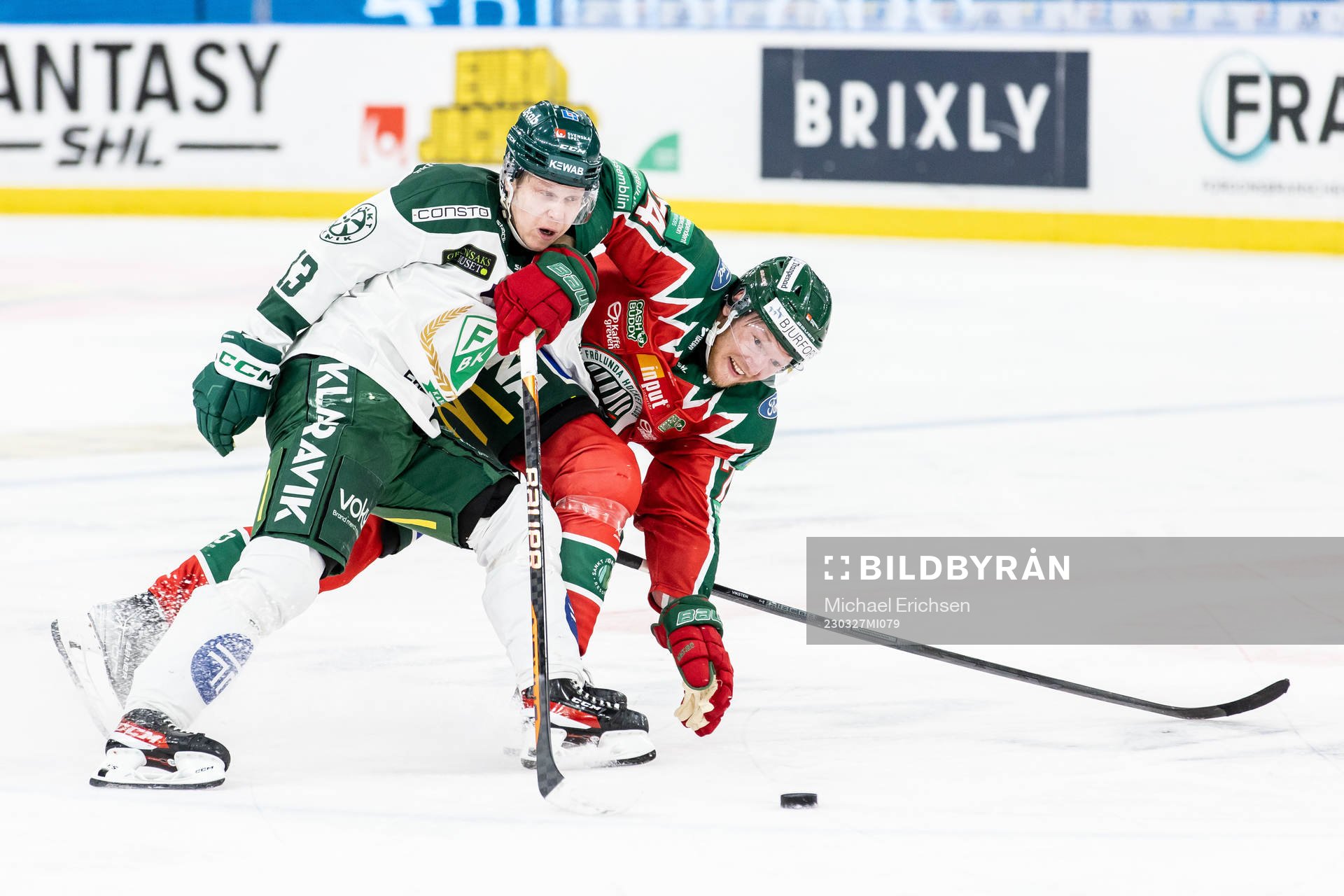 Färjestads Daniel Viksten och Frölundas Andreas Borgman