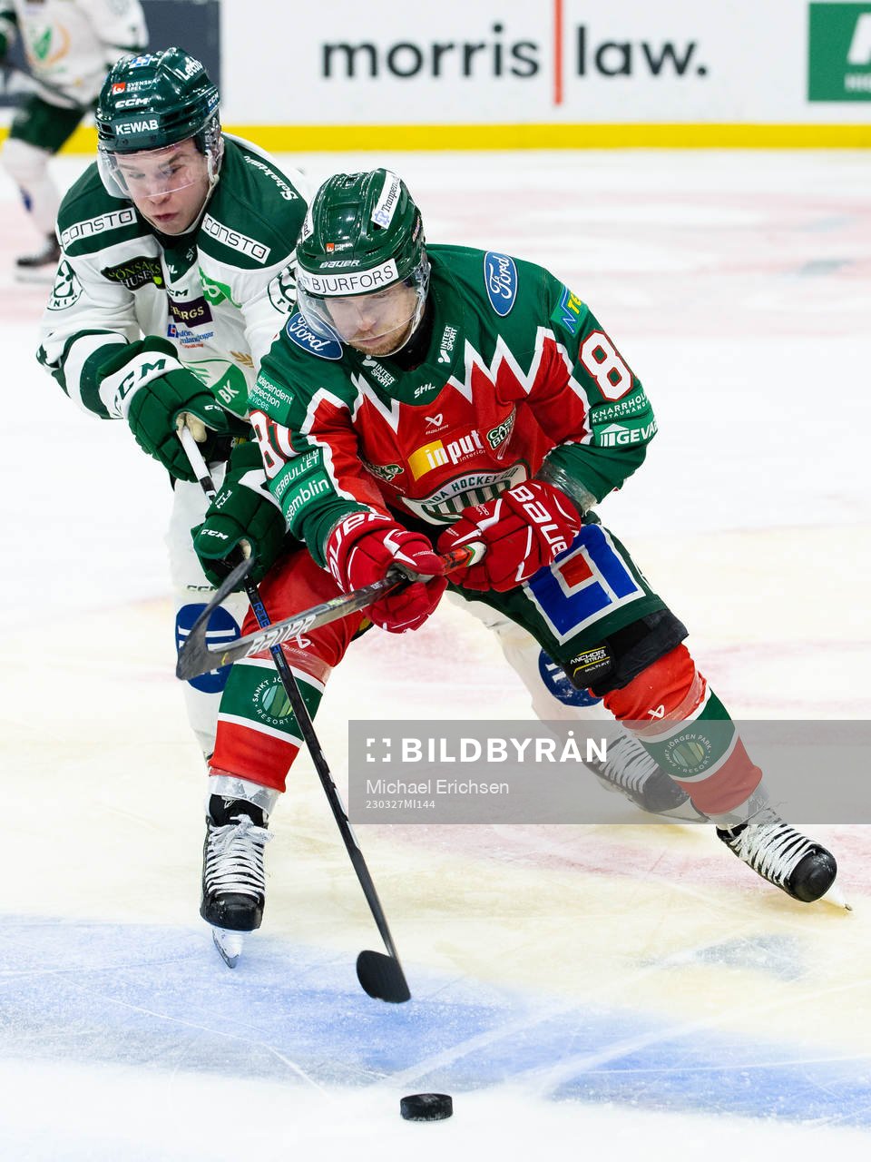 Färjestads Oscar Lawner och Frölundas Ryan Lasch