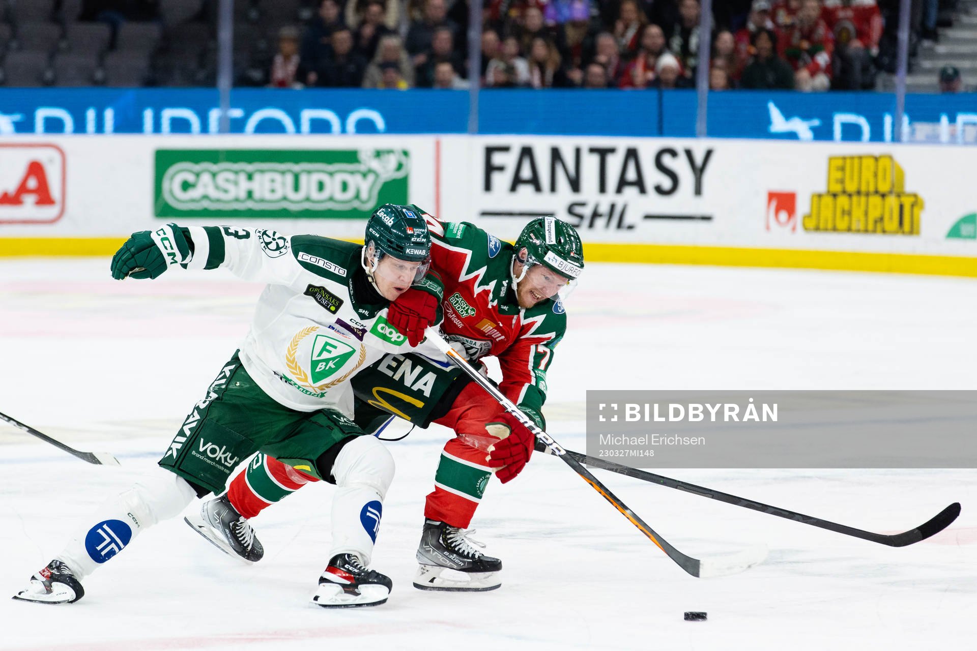 Färjestads Daniel Viksten och Frölundas Andreas Borgman