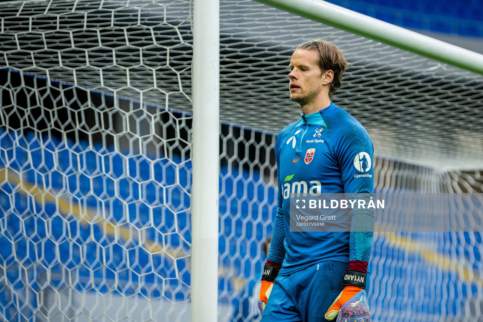 Goalkeeper Ørjan Håskjold Nyland of the Norwegian