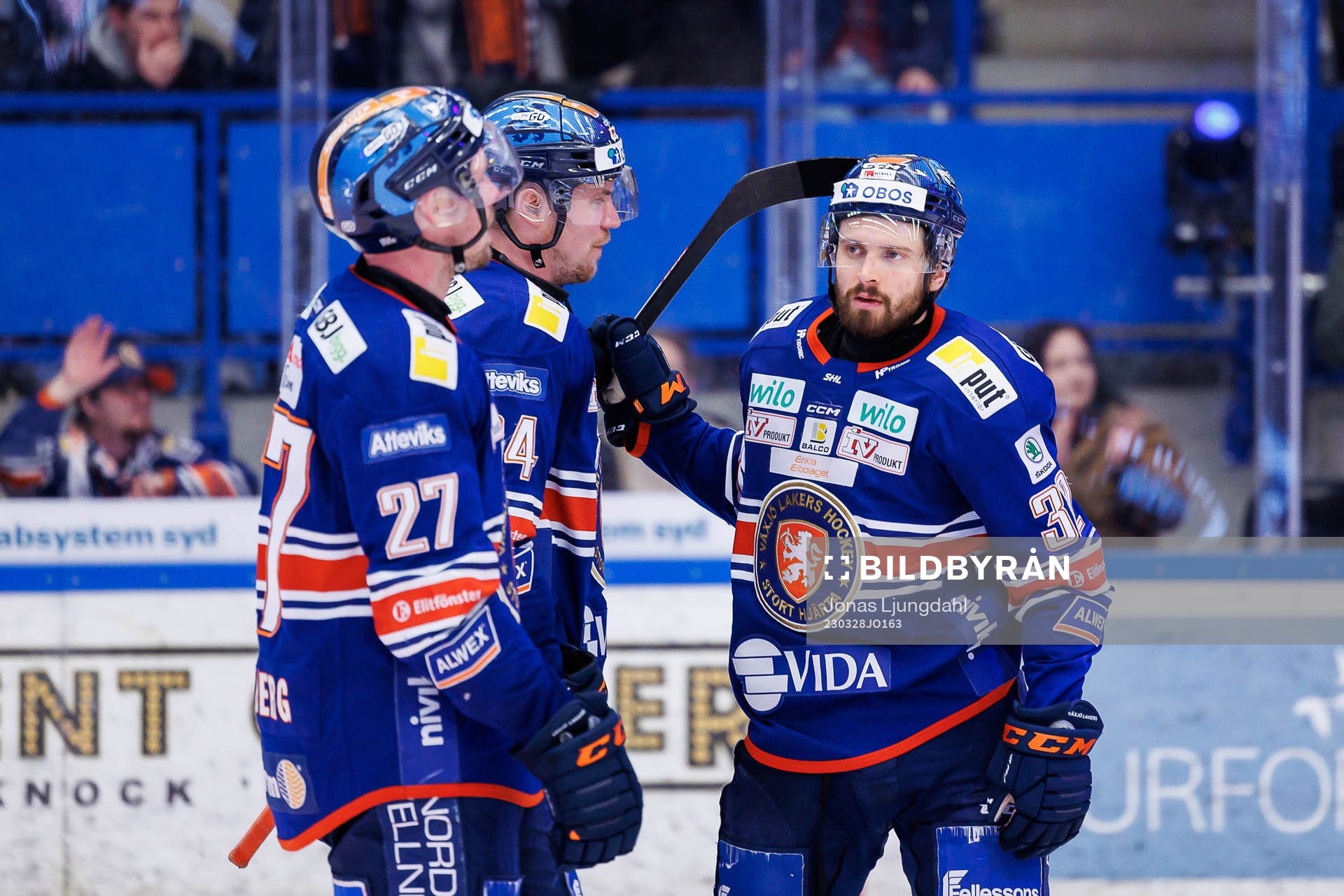 Växjös Joel Persson och Lukas Bengtsson jublar