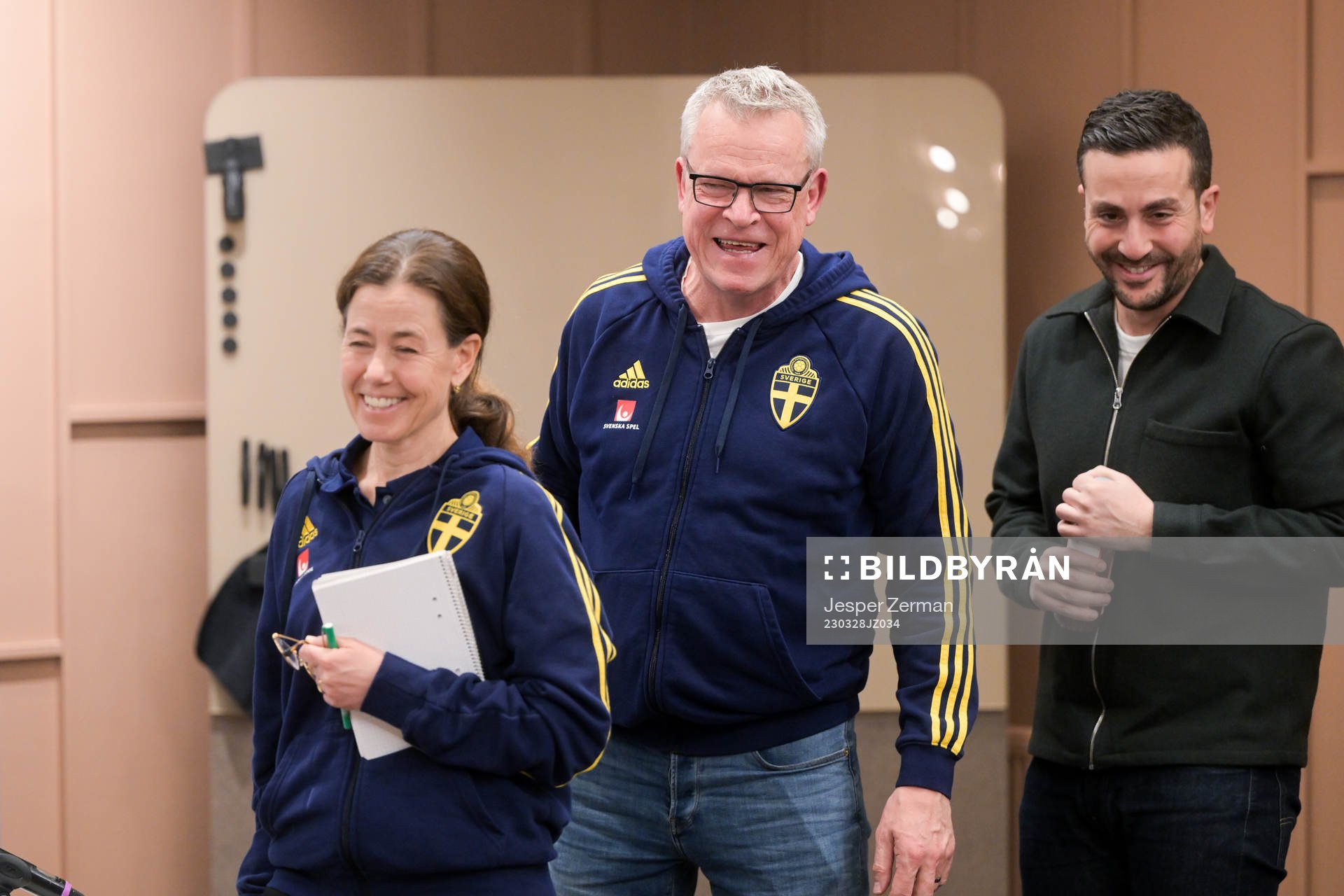 Petra Thorén, Media officer, Janne Andersson, Head coach
