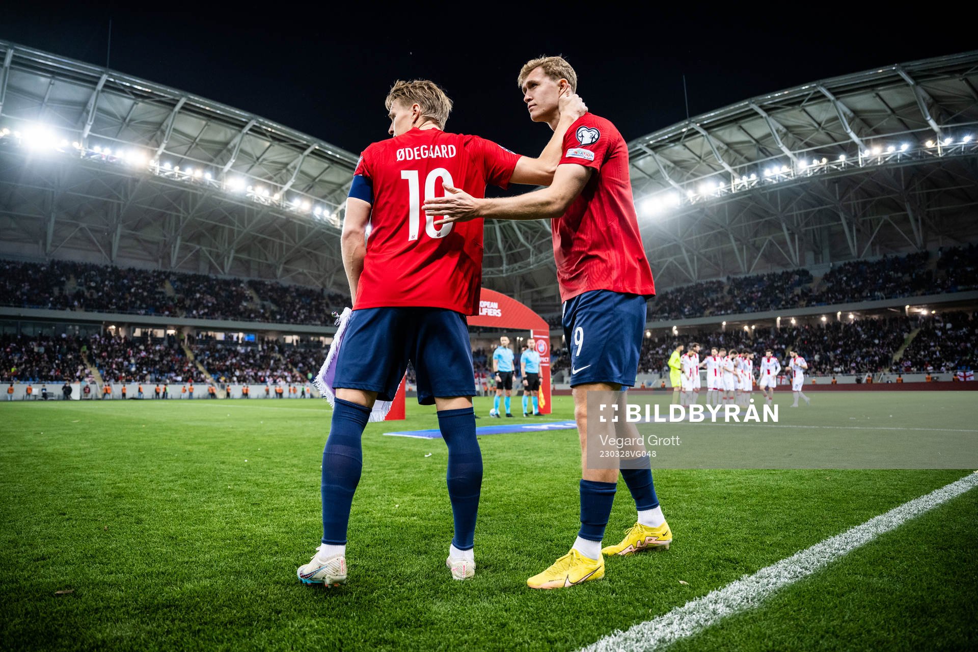 Martin Ødegaard and Ola Solbakken of Norway