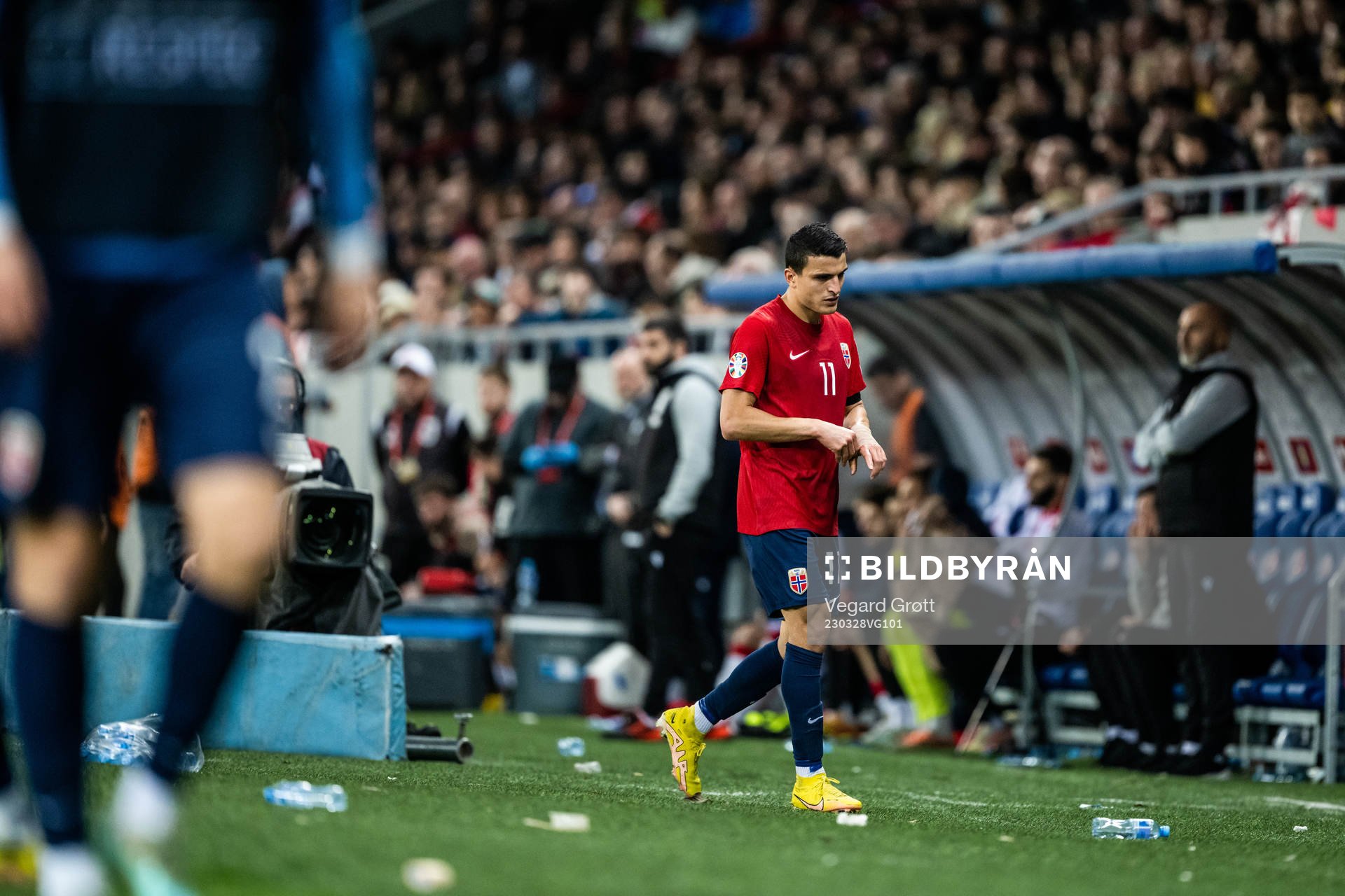 Mohamed Elyounoussi of Norway looks dejected