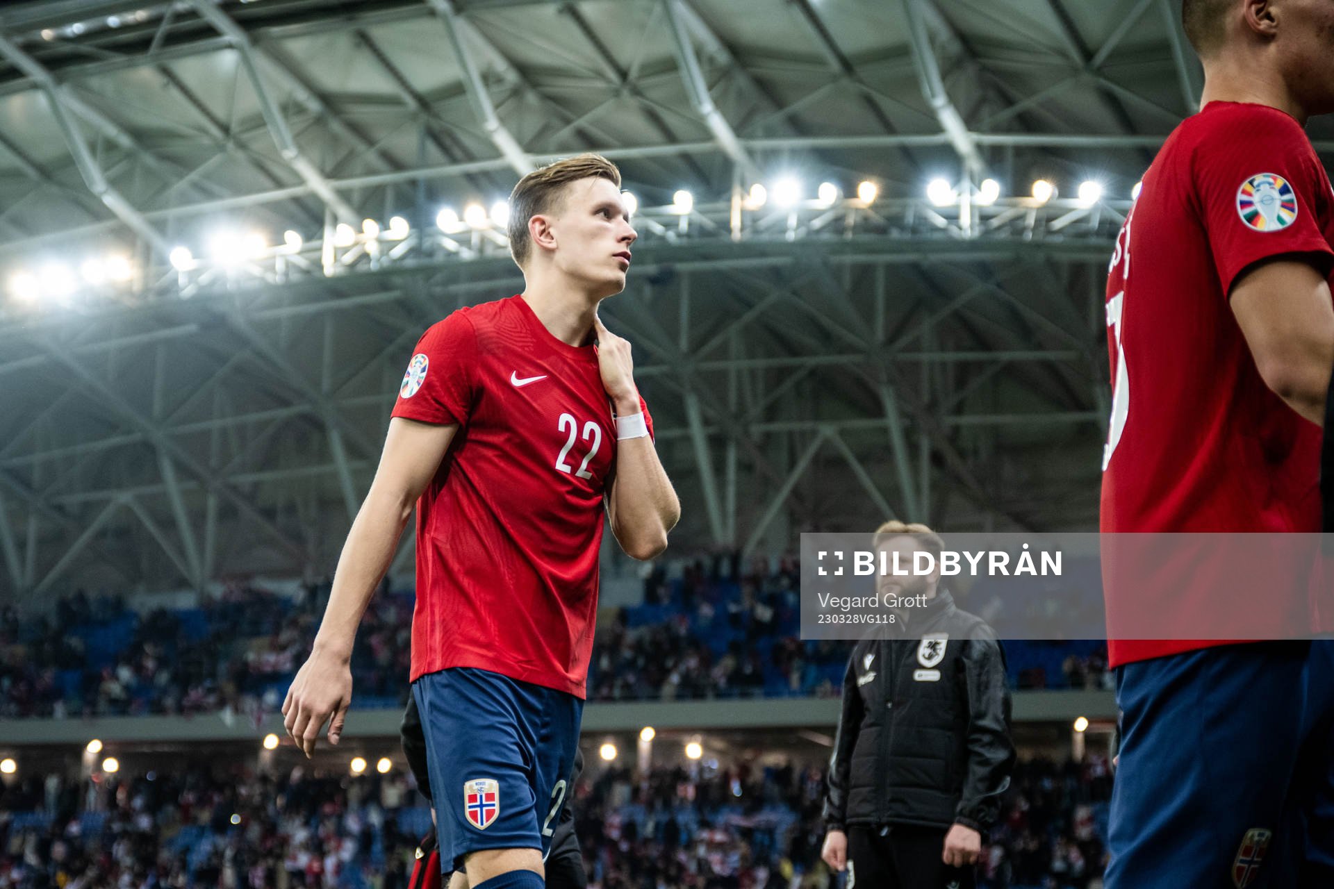 Marcus Holmgren Pedersen of Norway looks dejected