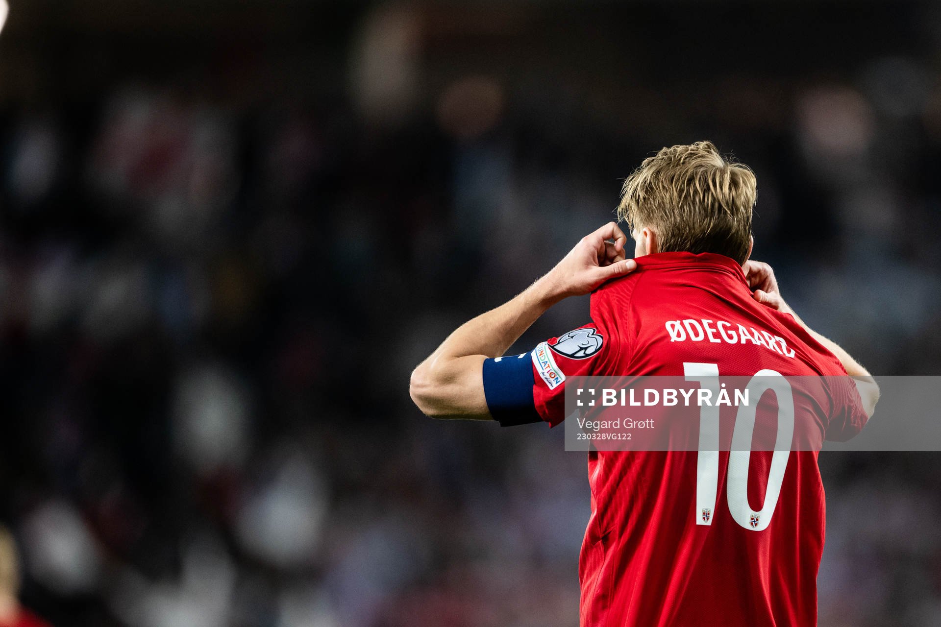 Martin Ødegaard looks dejected after the UEFA Euro Qualifier football match between Georgia and Norway on March 28, 2023 in Batumi. 