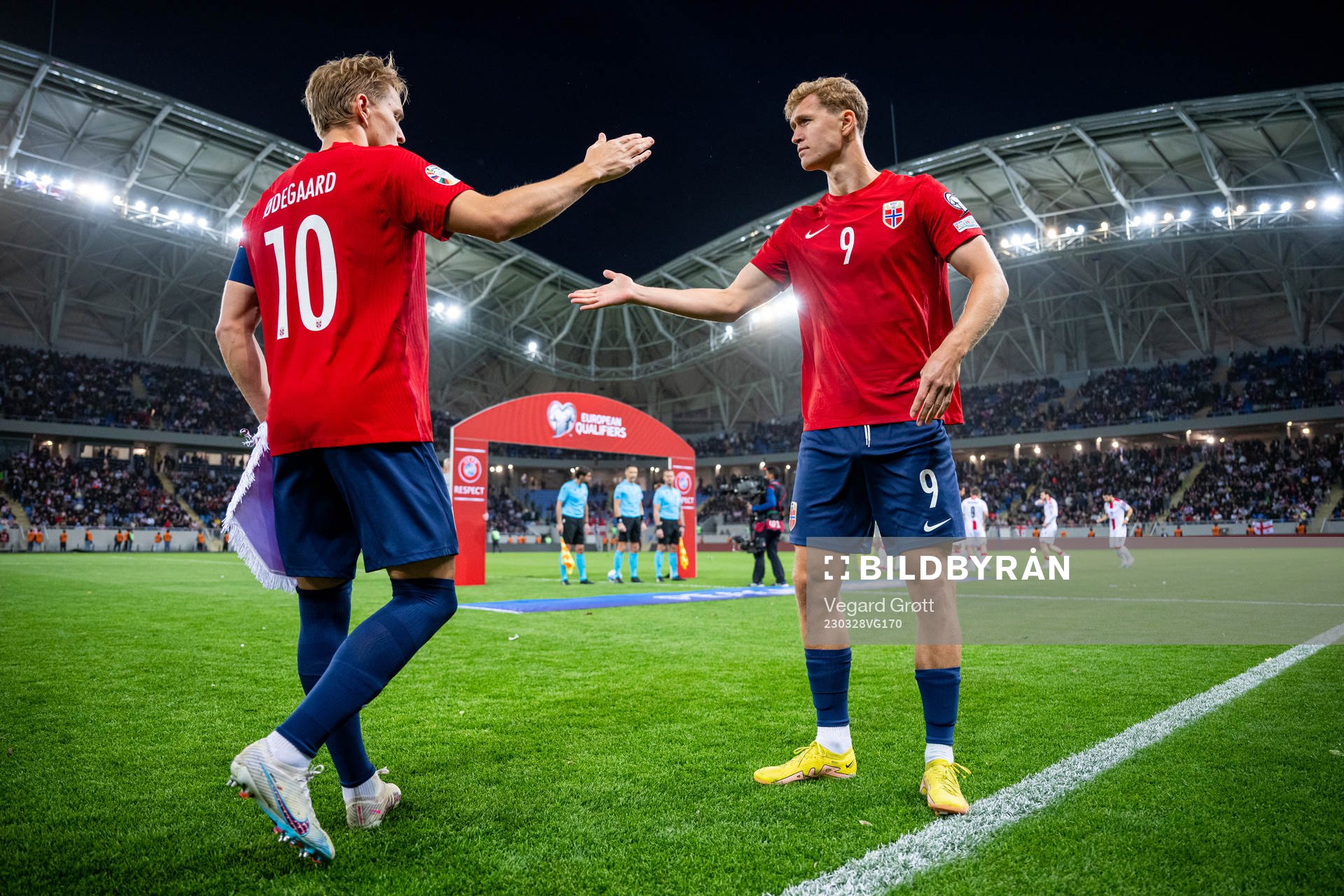 Martin Ødegaard and Ola Solbakken of Norway