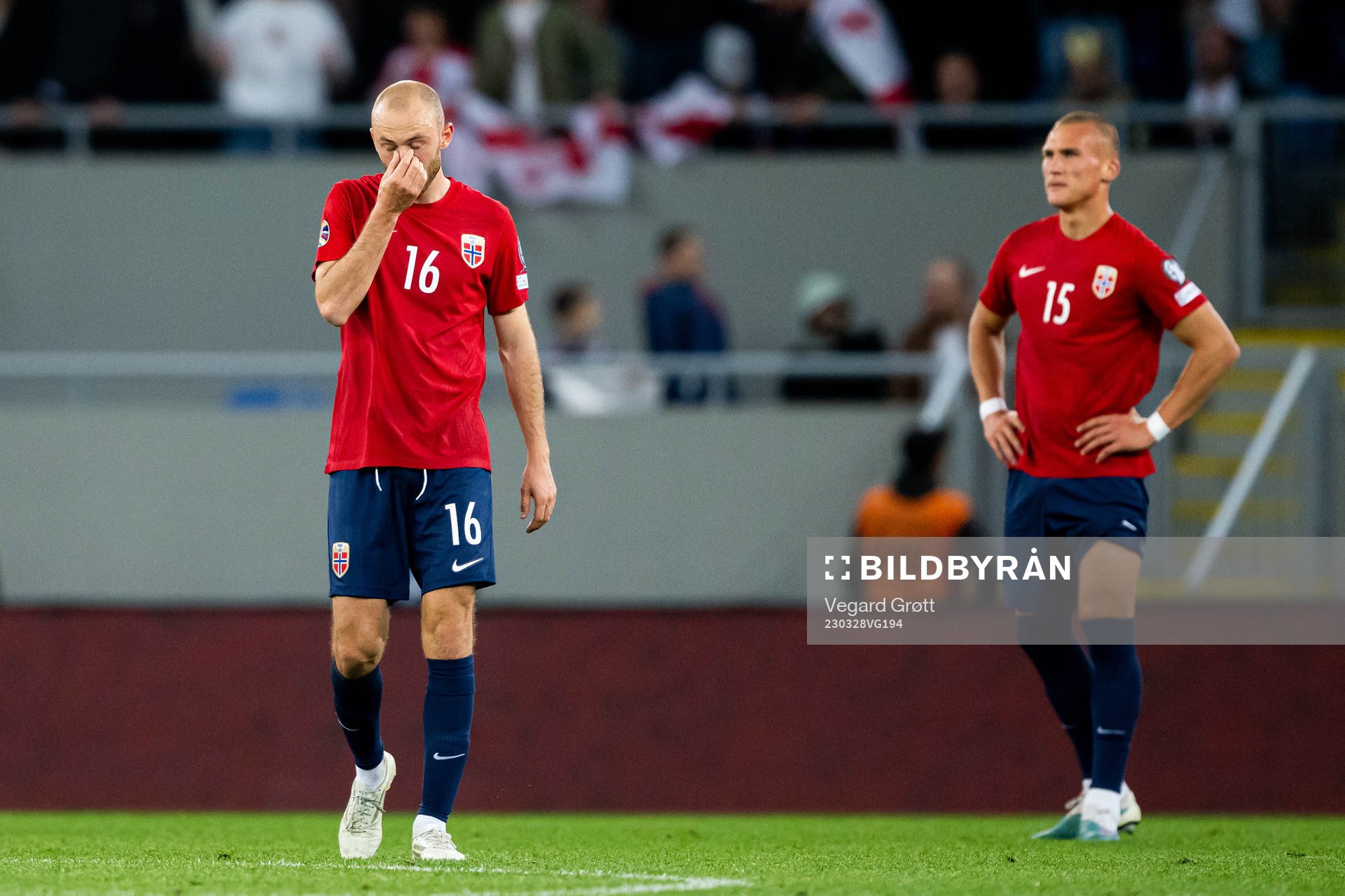 Fredrik Aursnes of Norway looks dejected