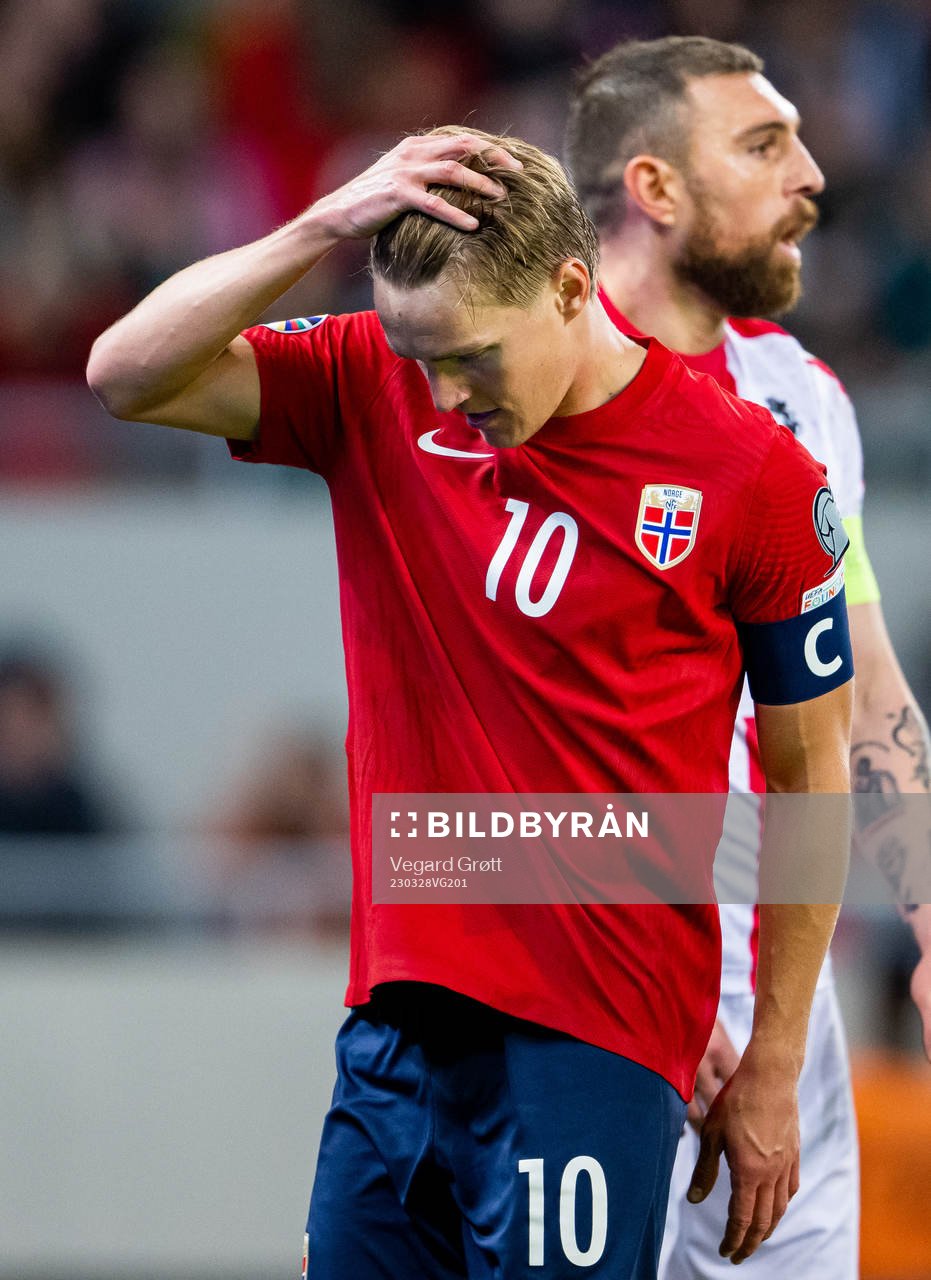 Martin Ødegaard of Norway looks dejected
