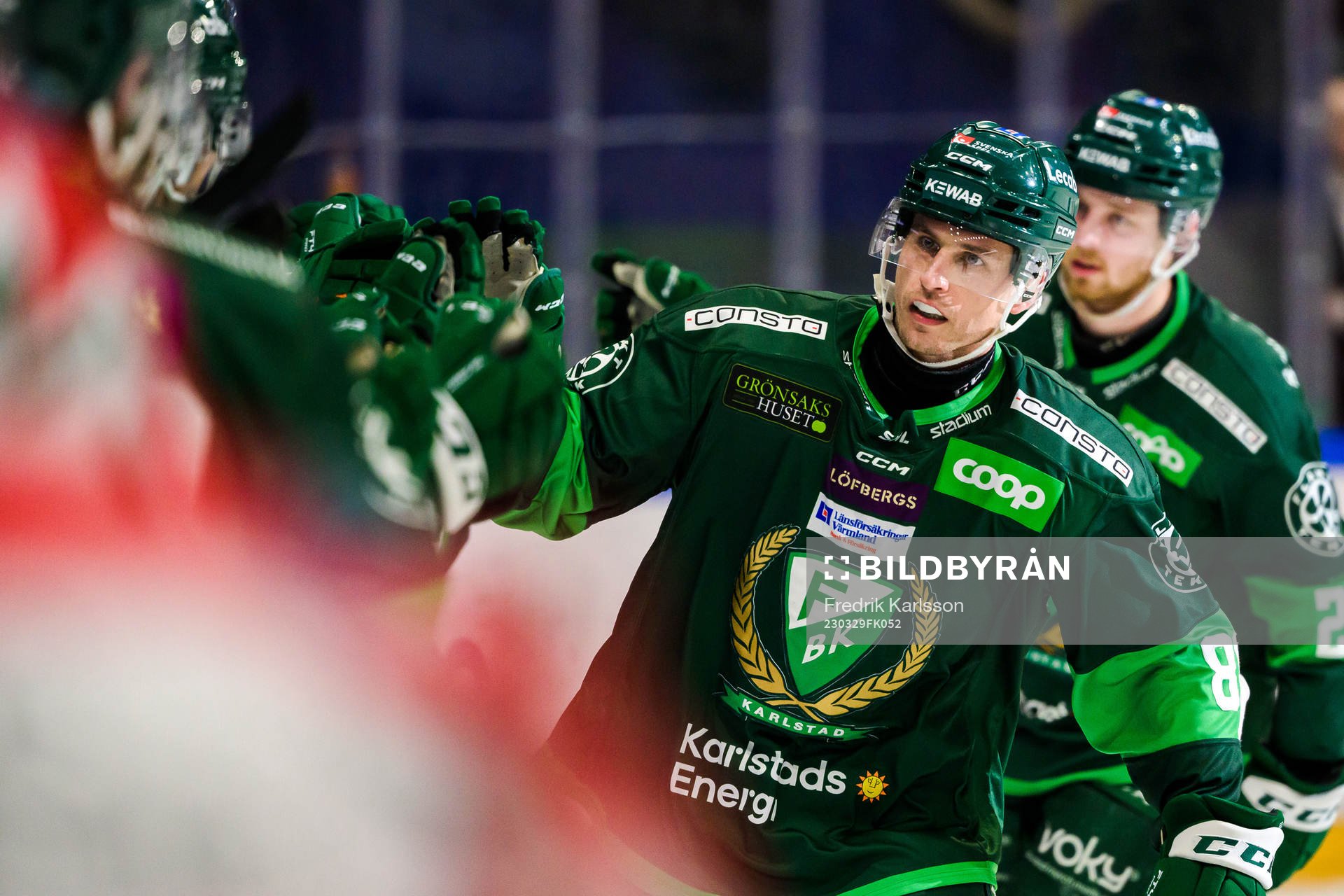 Färjestads Brandon Davidson jublar