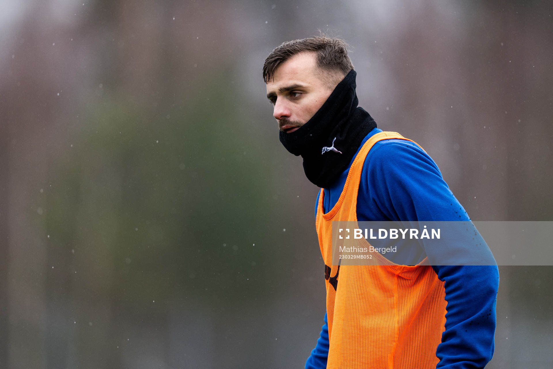 Ajdin Zeljkovic under en träning med det allsvenska fotbollslaget Värnamo den 29 mars 2023 i Värnamo. 