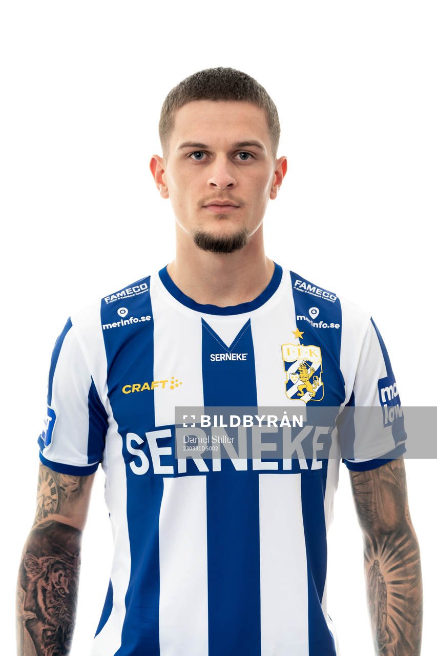 IFK Göteborgs Filip Ambroz poserar för ett porträtt den 31 mars 2023 i Göteborg. 
