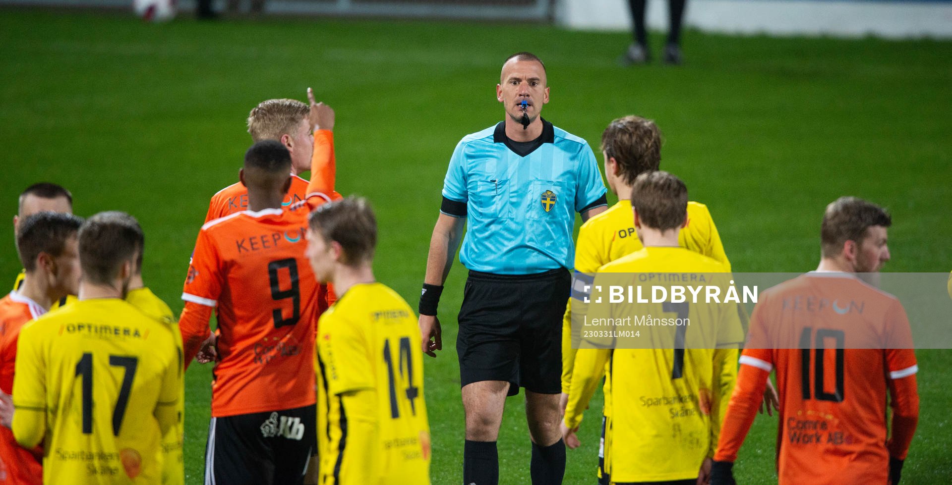 i matchen i div. 2 mellan Kristianstads FC och IFK Hässleholm i Kristianstad 31 mars 2023.