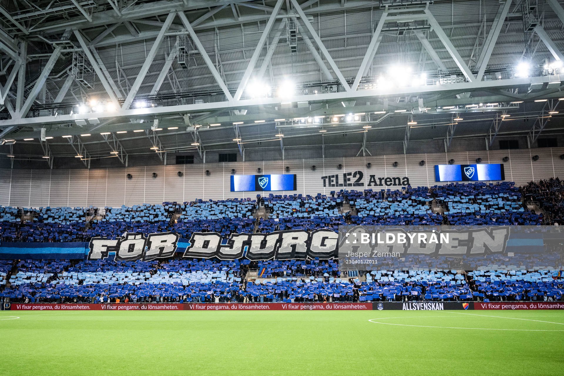 Djurgårdens supportrar med tifo
