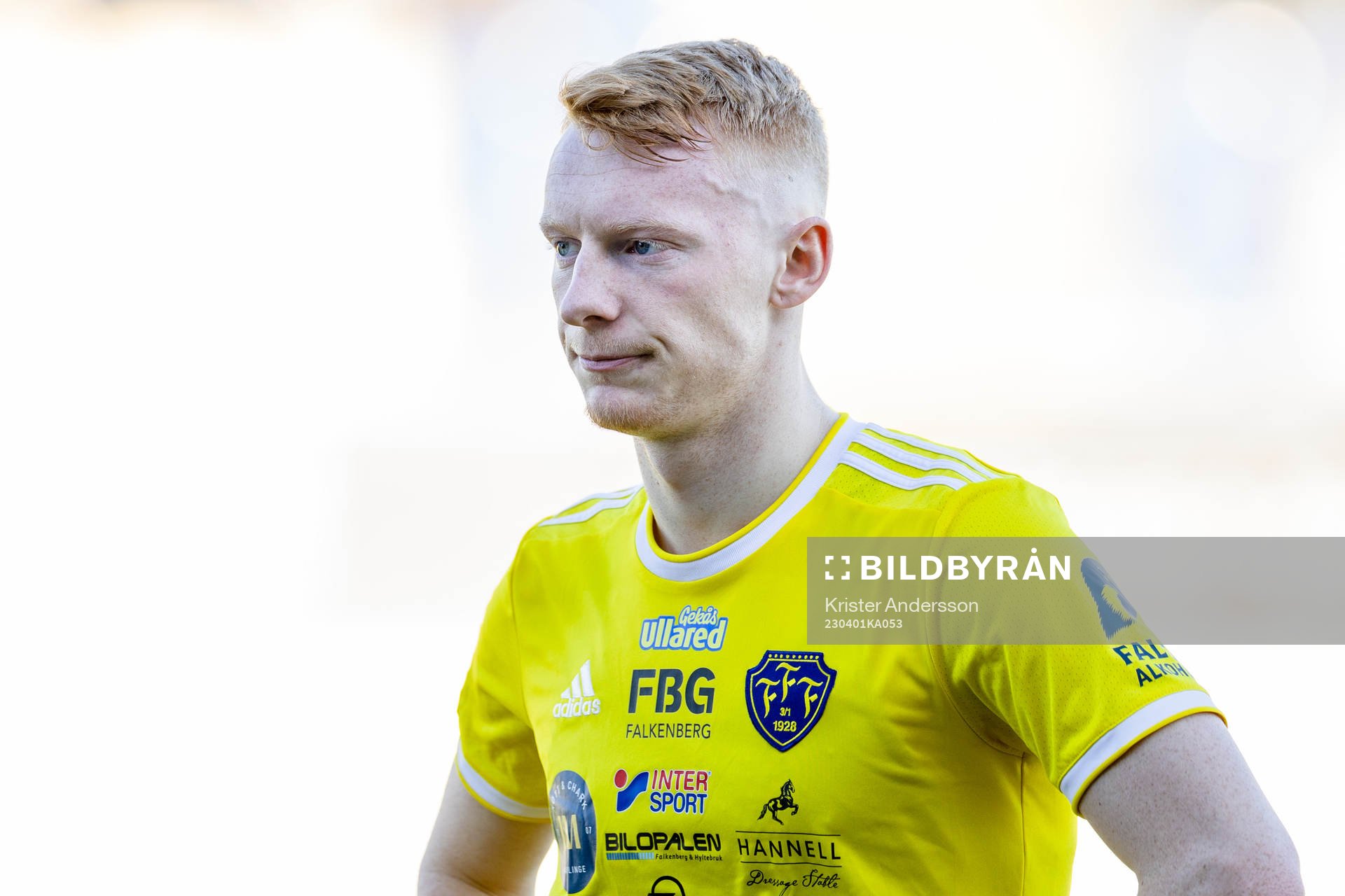 Falkenbergs Wilhelm Ärlig före fotbollsmatchen i Ettan