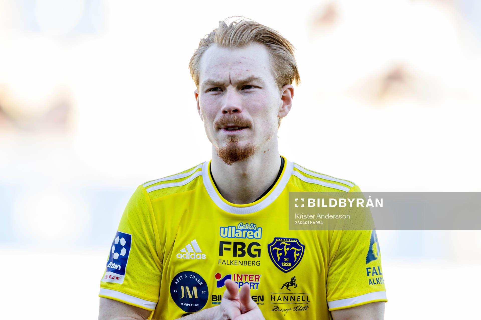 Falkenbergs Linus Borgström före fotbollsmatchen i Ettan