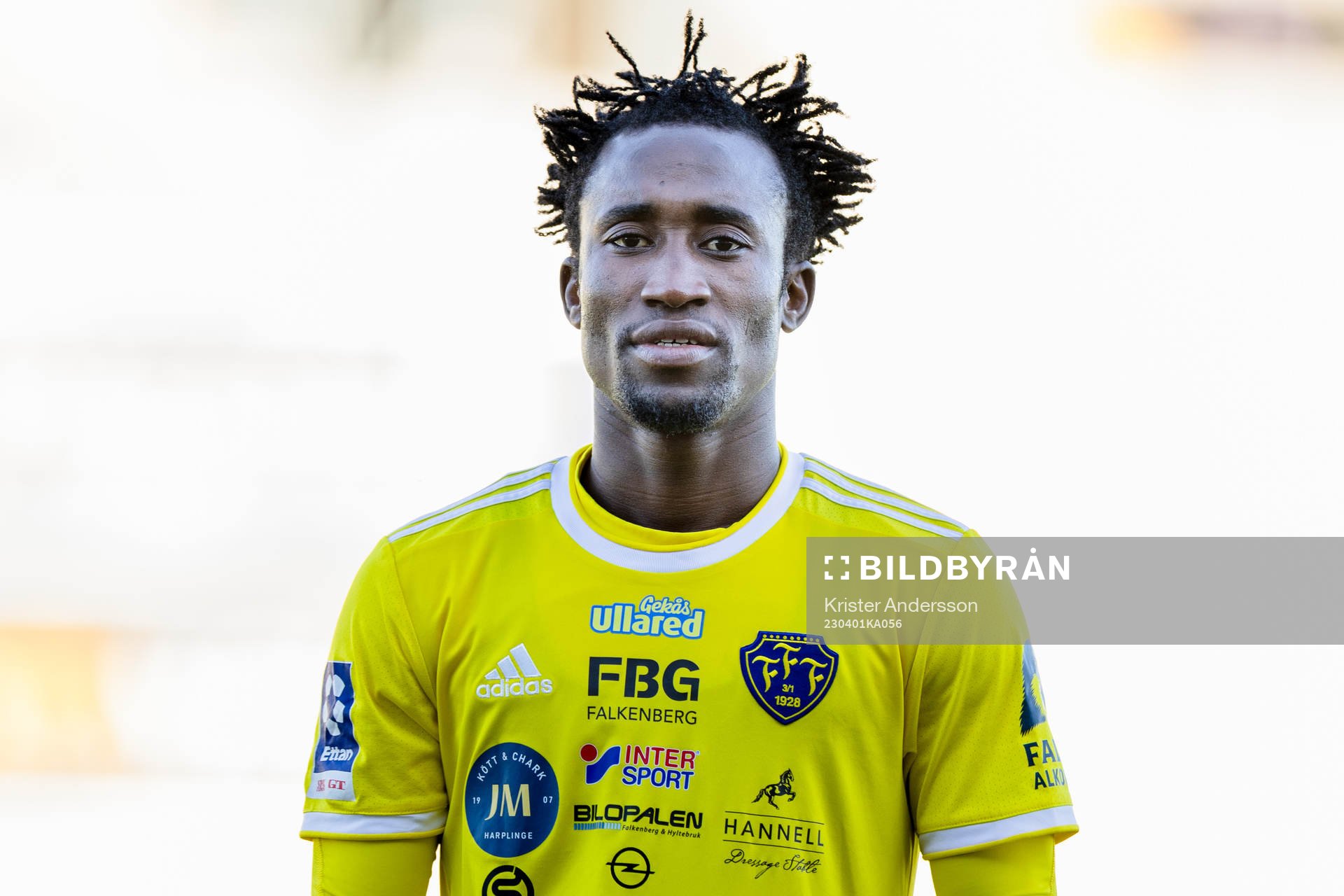 Falkenbergs Godwin Aguda före fotbollsmatchen i Ettan