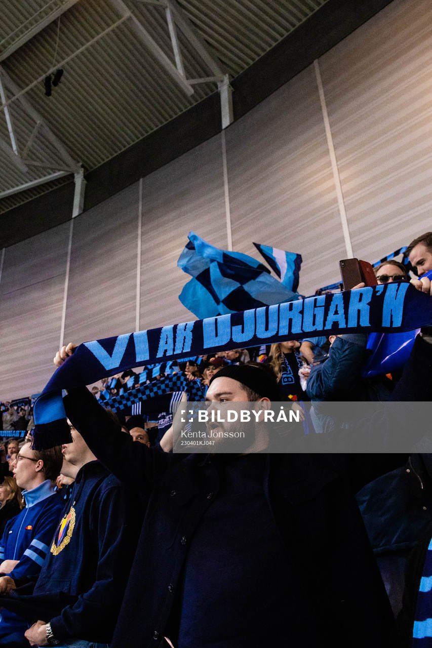 Djurgårdens supportrar med halsduk
