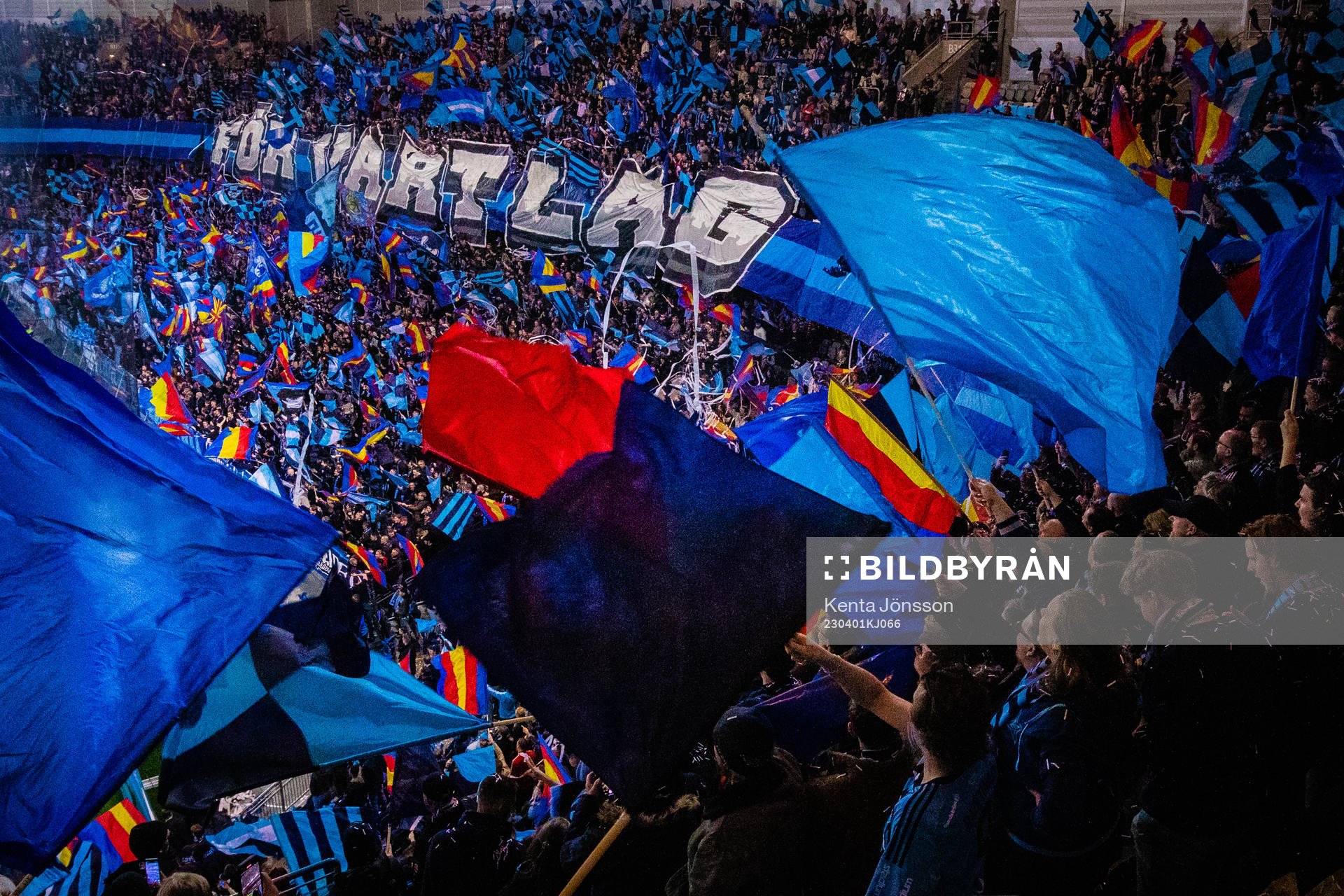 Djurgårdens supportrar med ett tifo