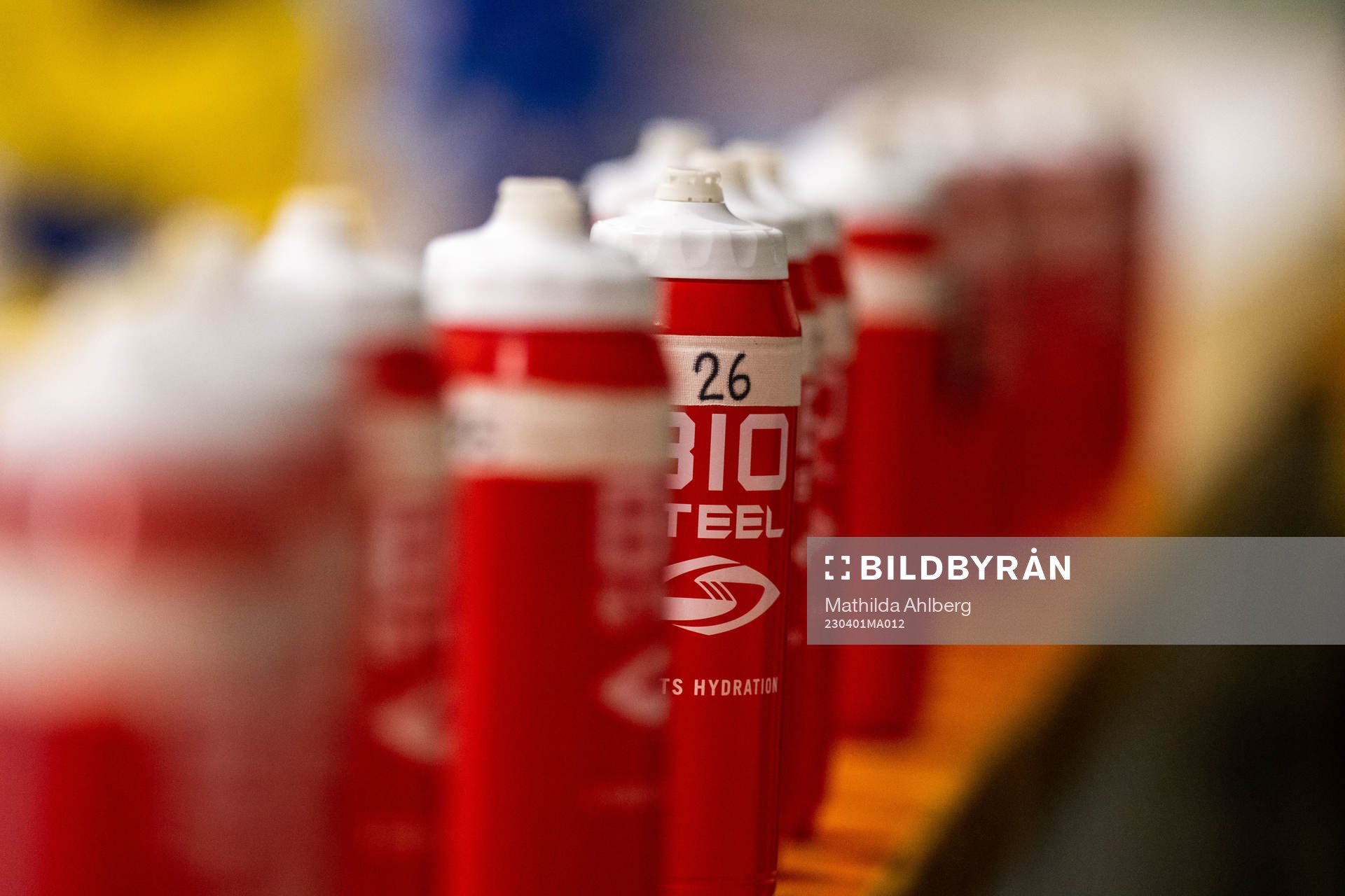 Water bottles  at a practice session