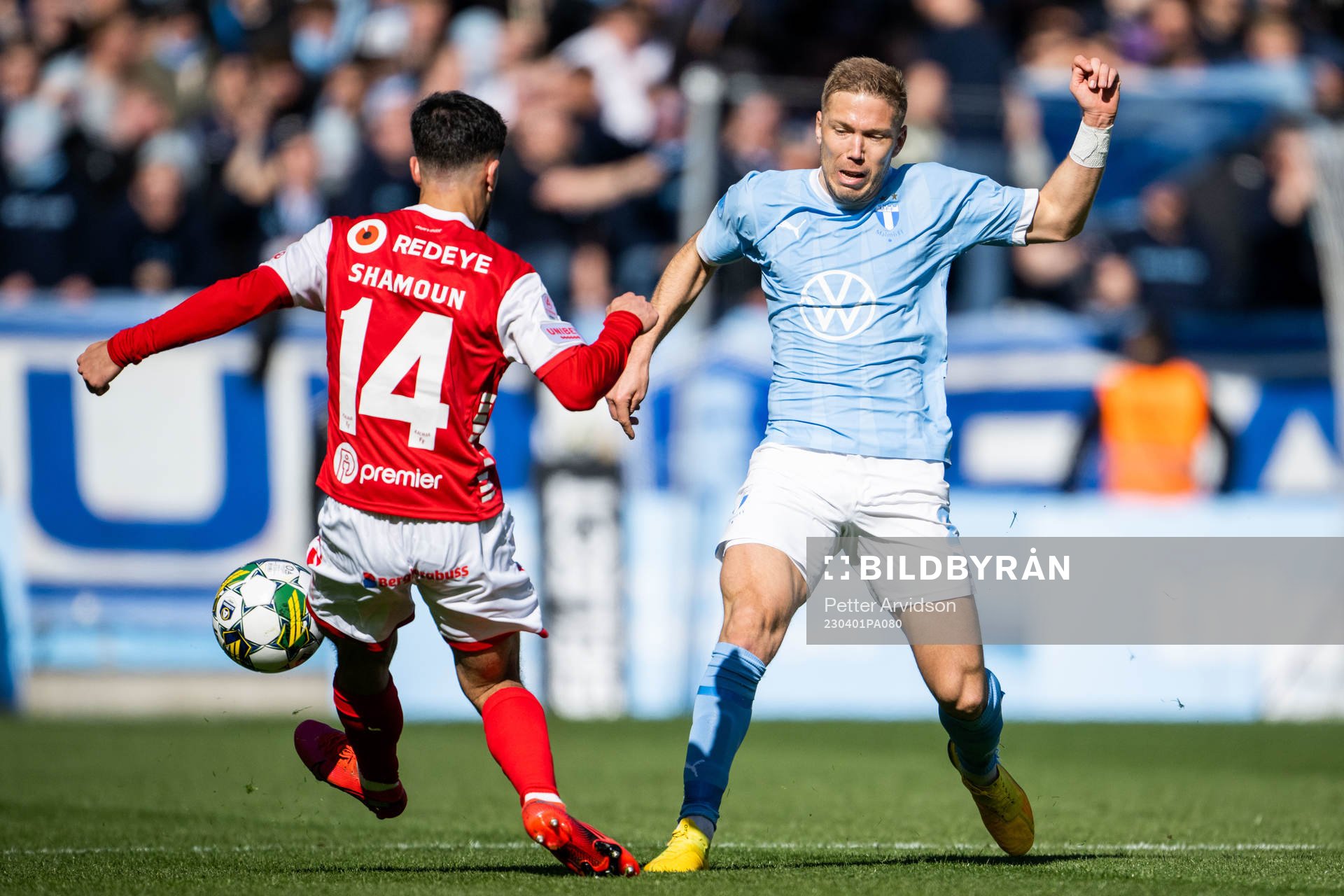 Kalmars Noah Shamoun och Malmö FFs Anton Tinnerholm