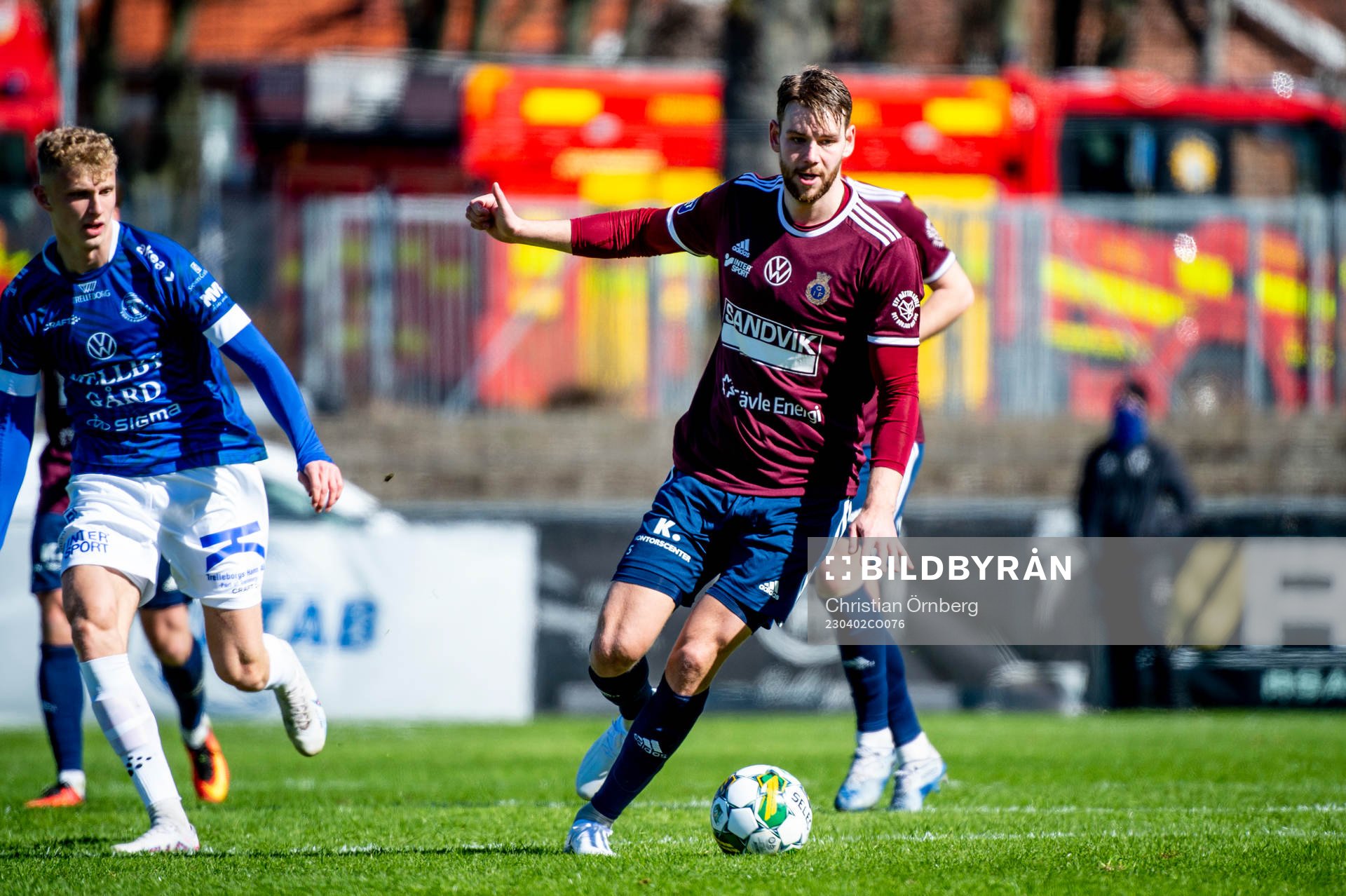 Gefles Niclas Håkansson under fotbollsmatchen i Superettan mellan Trelleborg och Gefle den 2 april 2023 i Trelleborg. 