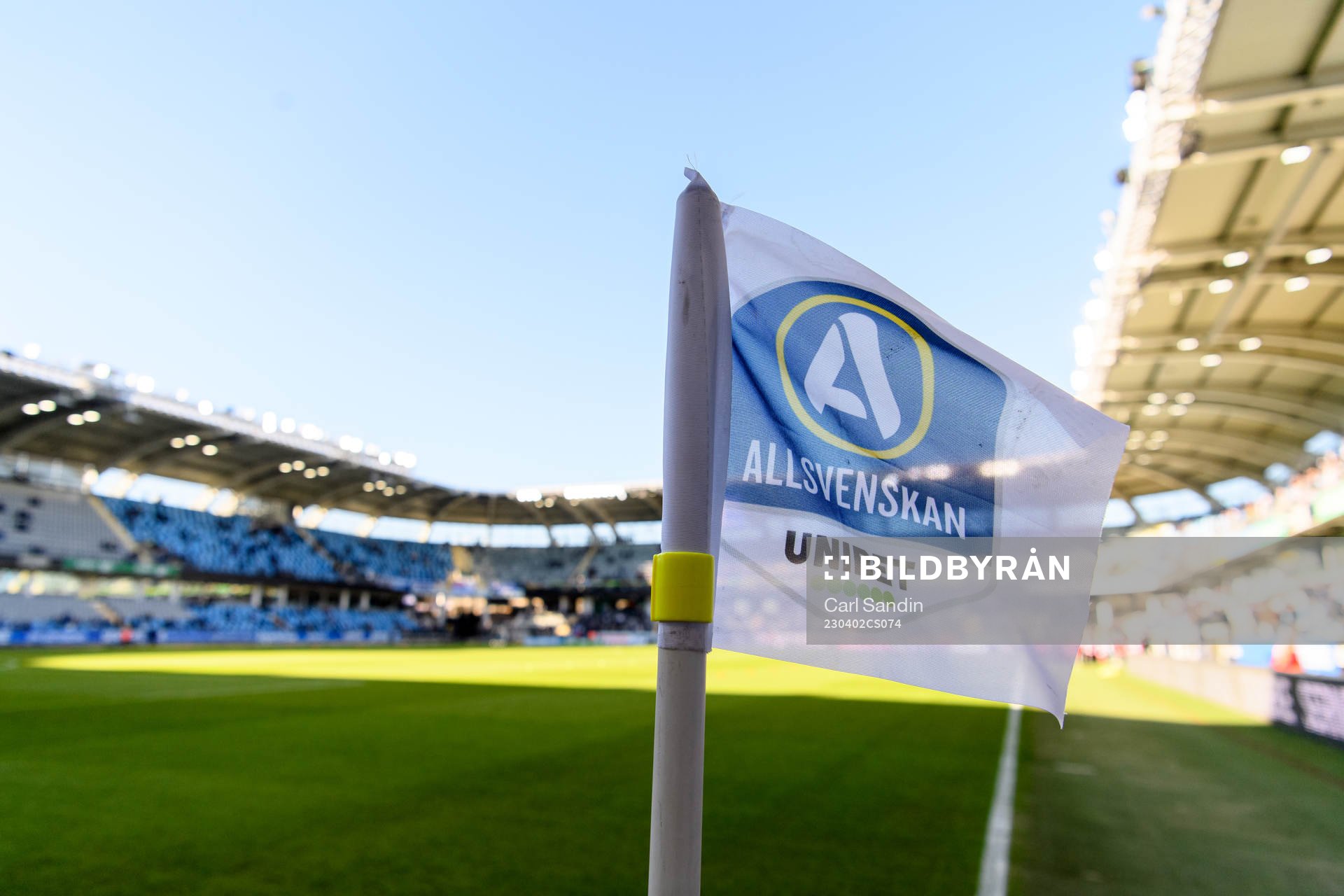 En hörnflagga innan fotbollsmatchen i Allsvenskan mellan