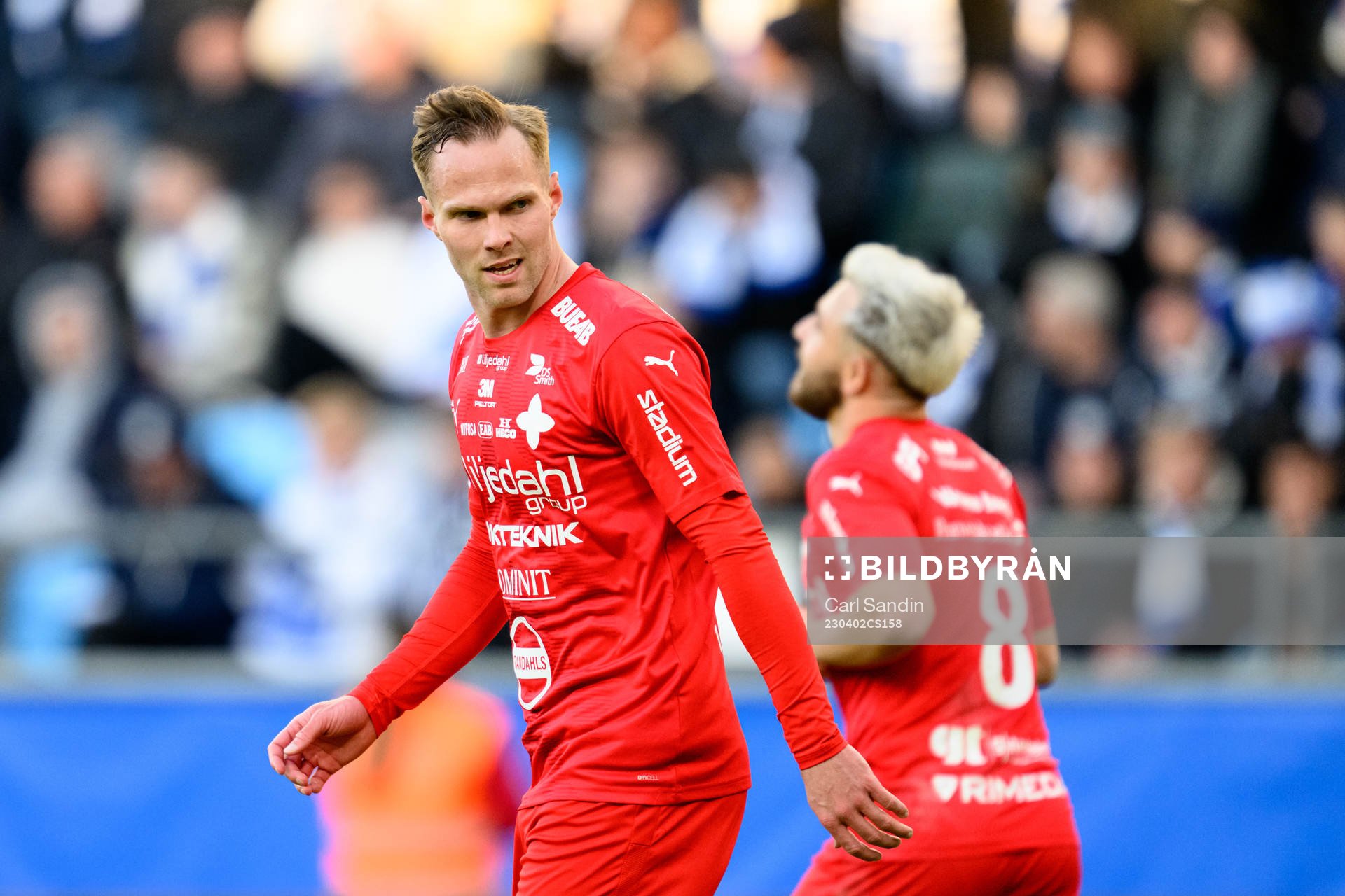 Värnamos Gustav Engvall under fotbollsmatchen i Allsvenskan mellan IFK Göteborg och Värnamo den 2 april 2023 i Göteborg. 