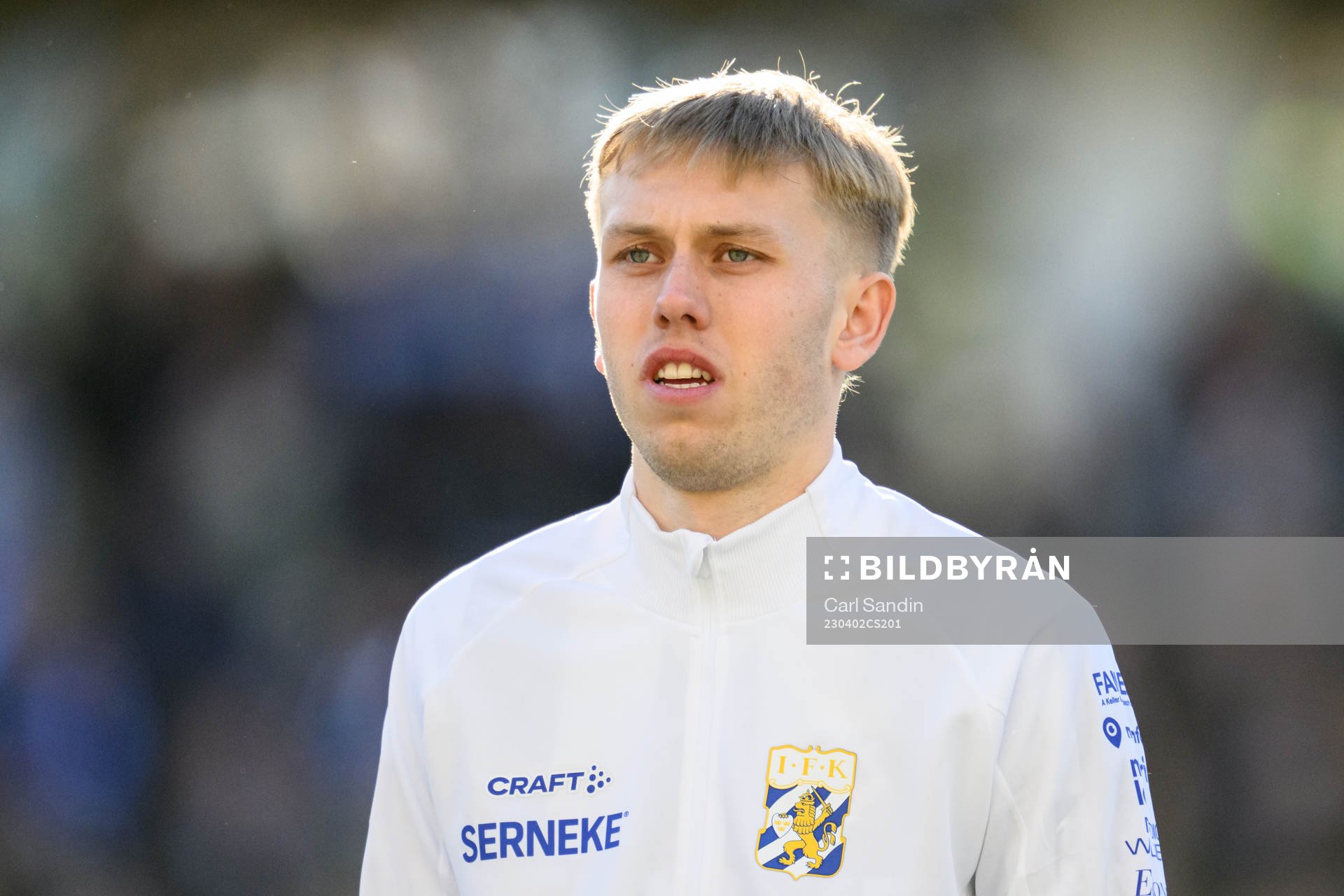 IFK Göteborgs Elias Hagen vid lineup innan fotbollsmatchen