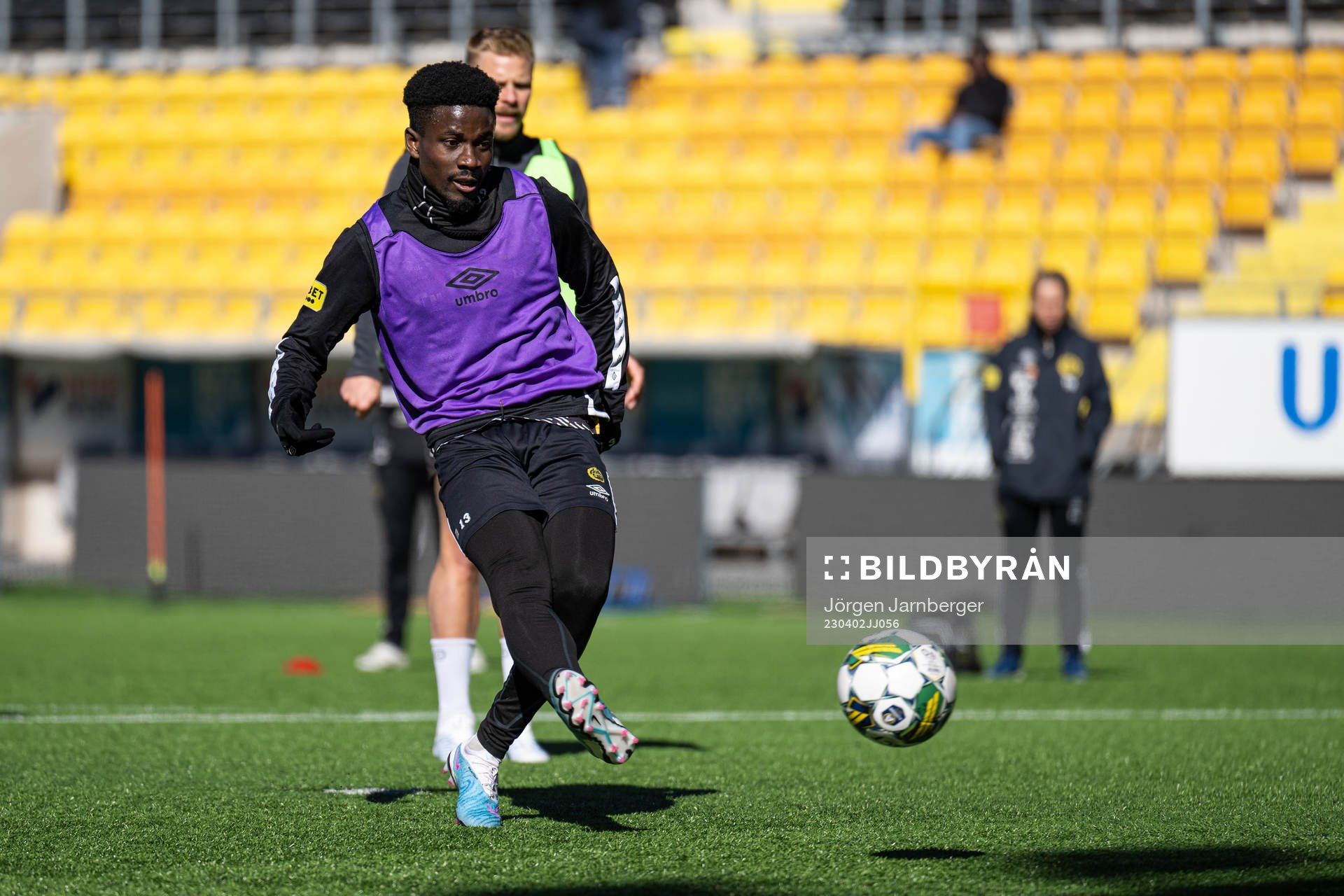 Michael Baidoo under en träning med Elfsborg den 2 april 2023 i Borås. 