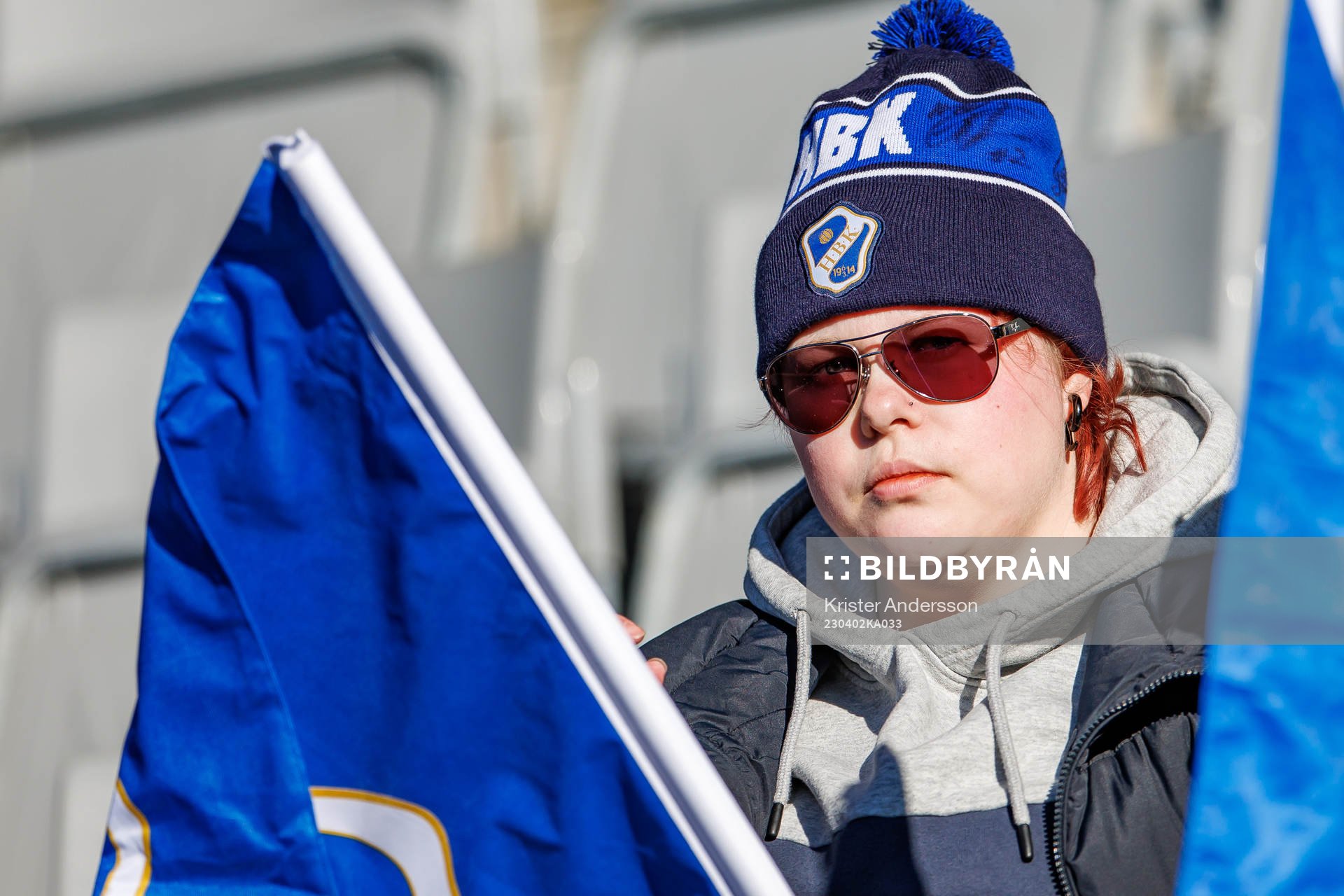 Halmstads supporter före fotbollsmatchen i Allsvenskan