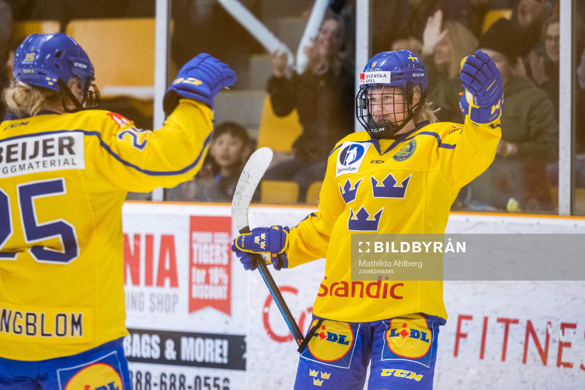Hilda Svensson of Sweden celebrates scoring 1-0