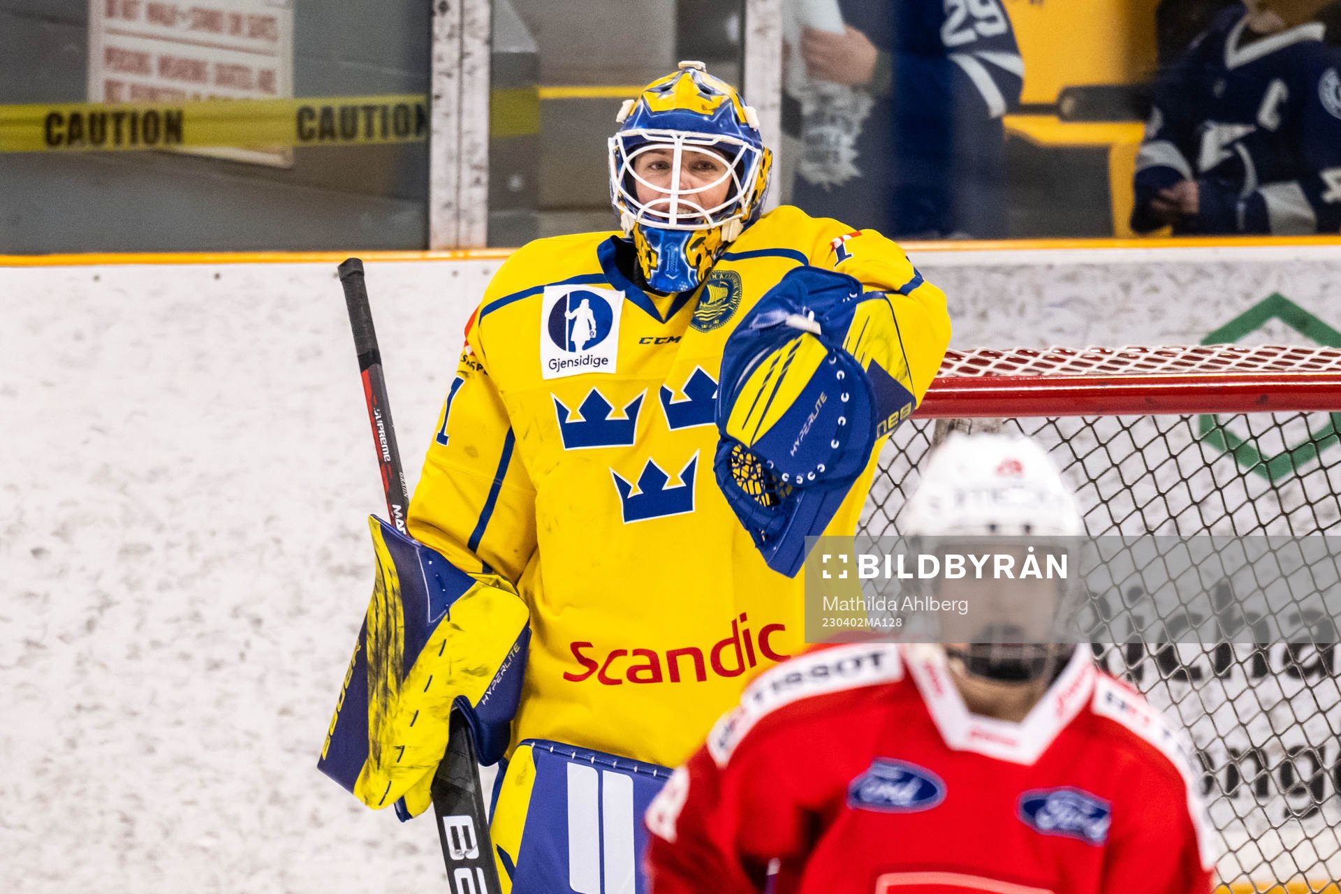 Goaltender Sara Grahn of Sweden celebrates