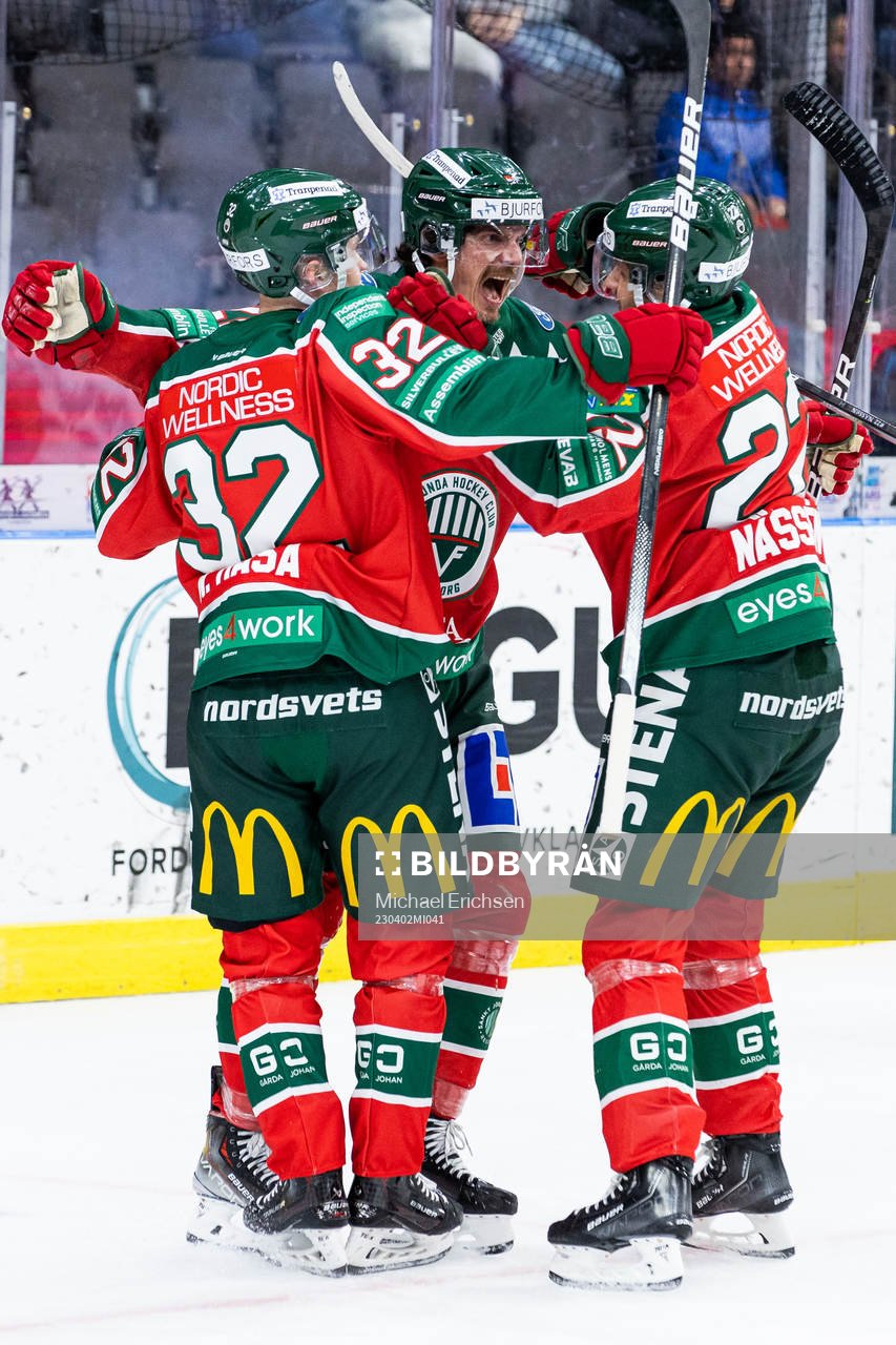 Frölundas Loui Eriksson jublar med lagkamrater