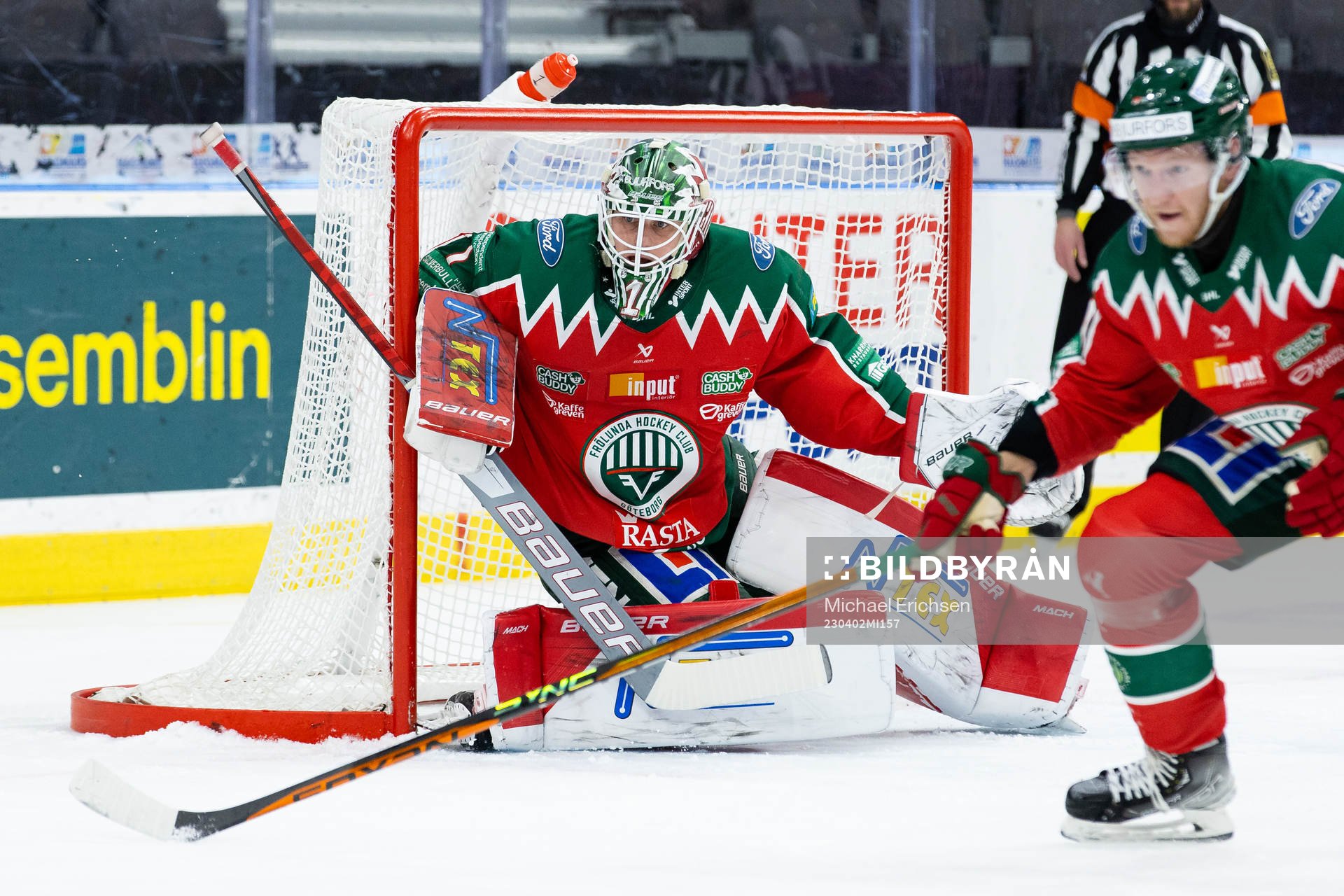 Frölundas målvakt Lars Johansson och Andreas Borgman