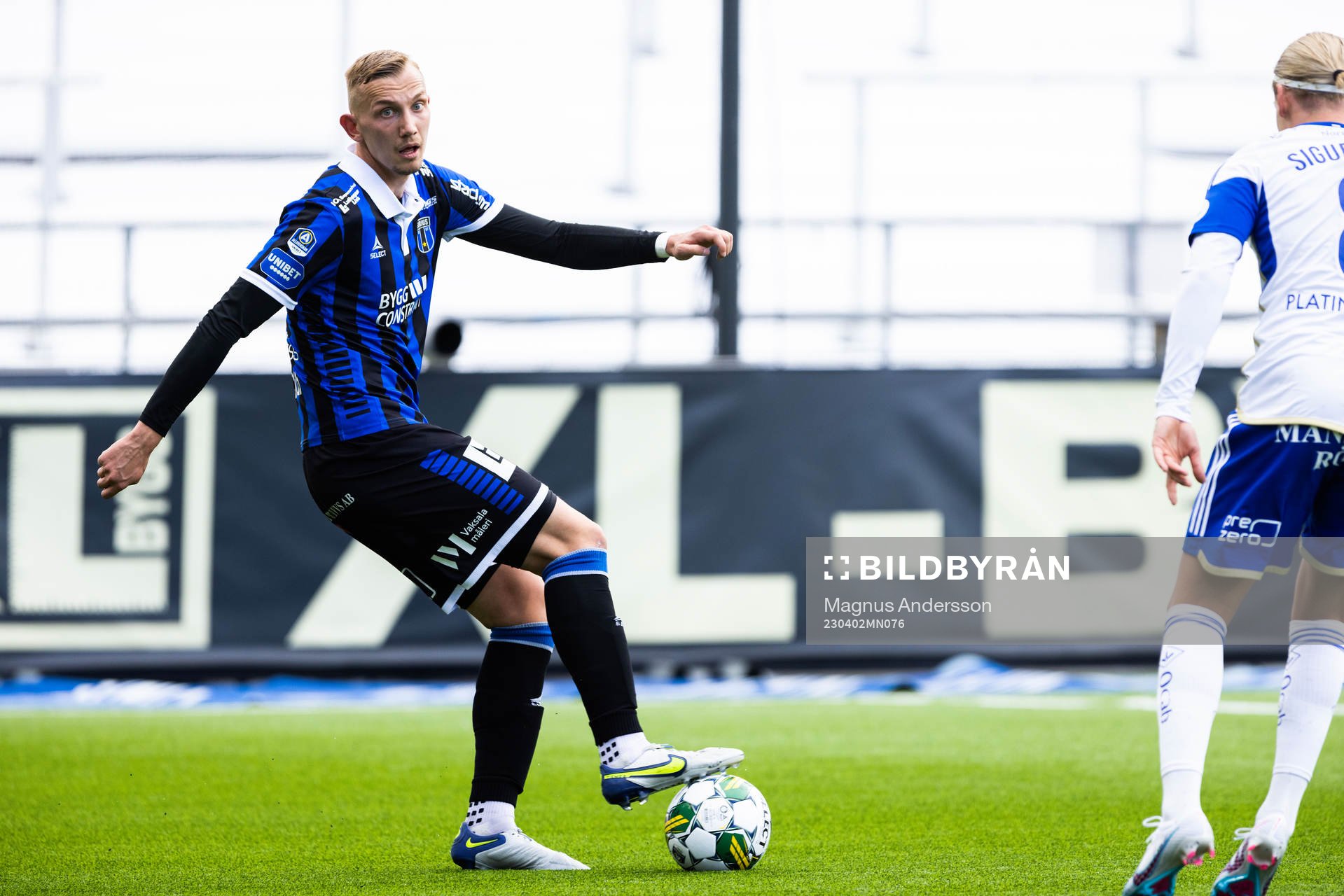 Sirius Jakob Voelkerling Persson under fotbollsmatchen i Allsvenskan mellan IFK Norrköping och Sirius den 2 april 2023 i Norrköping.