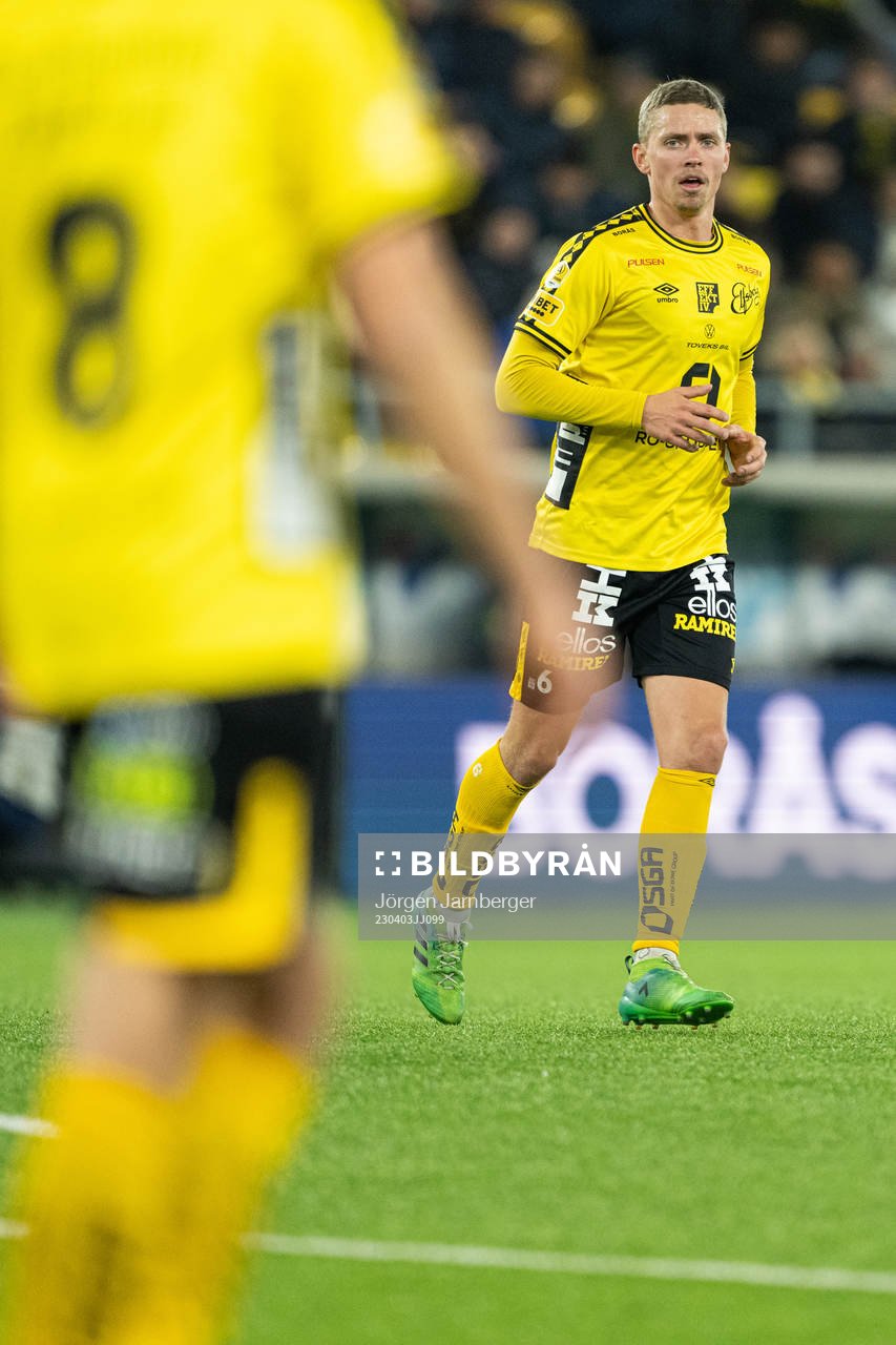 Elfsborgs Andre Ibsen Rømer under fotbollsmatchen i Allsvenskan mellan Elfsborg och Häcken den 3 april 2023 i Borås. 