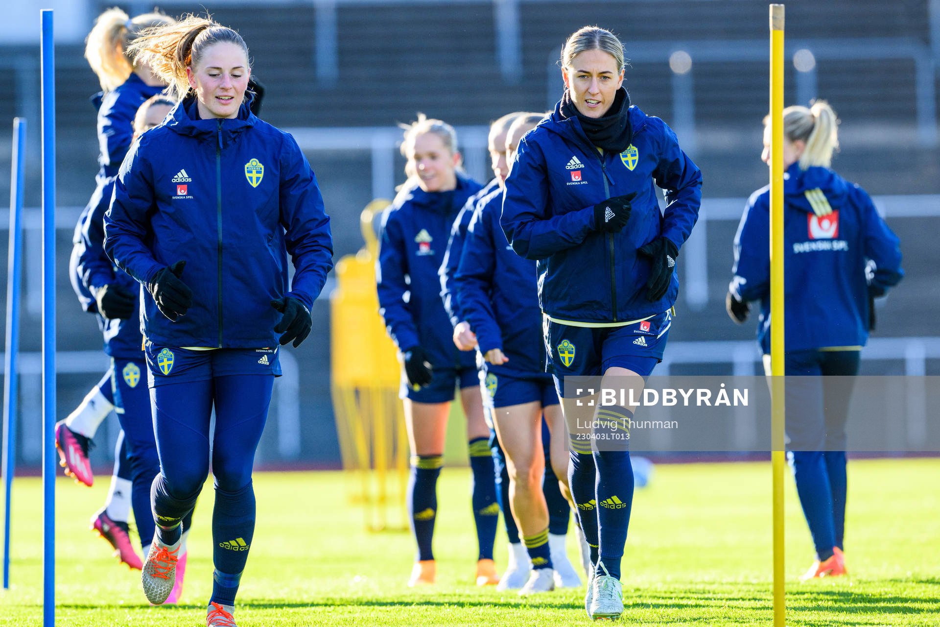 gGalkeeper Tove Enblom and Emma Kullberg of the Swedish