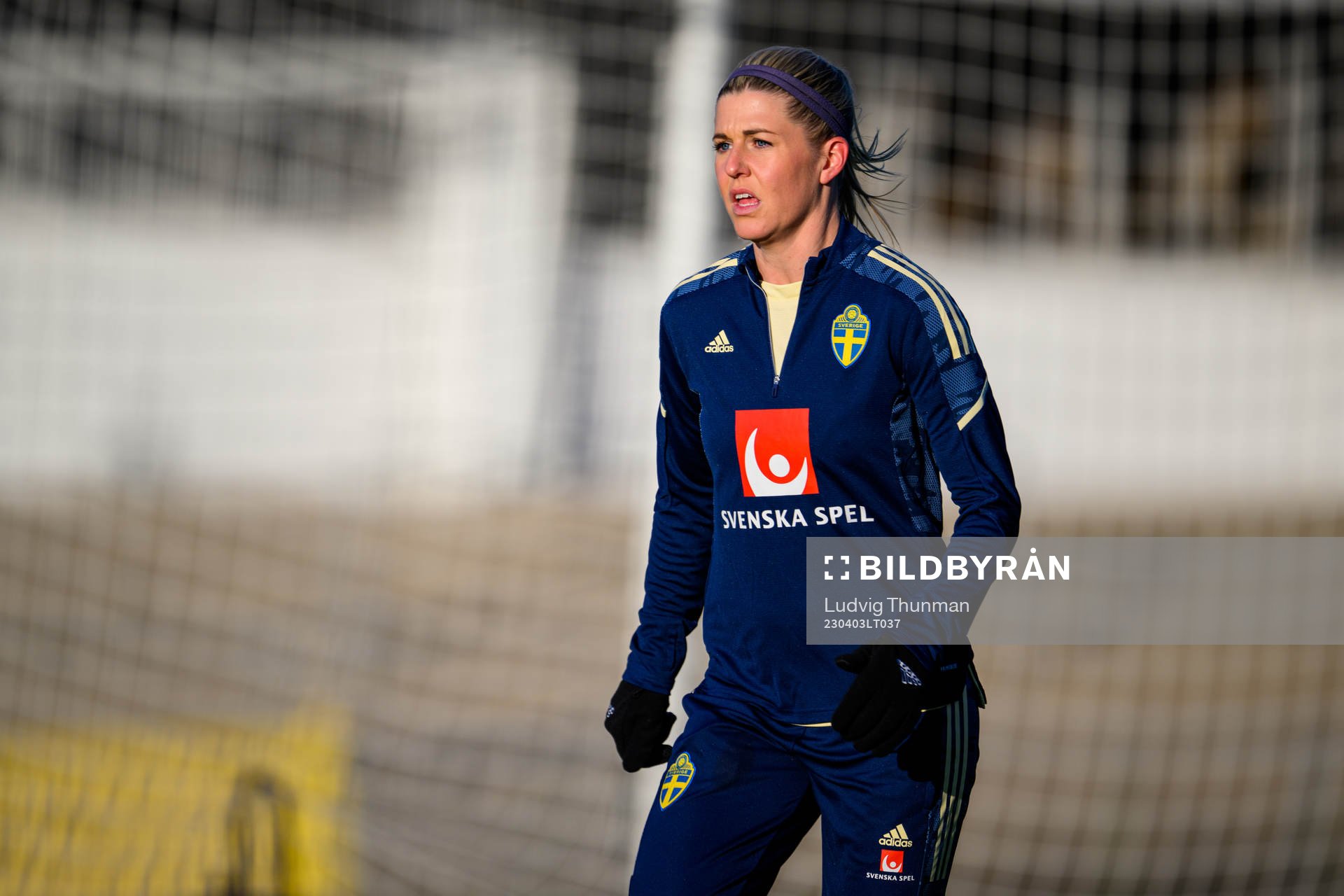 Olivia Schough of the Swedish women's national football team at a training session on April 3, 2023 in Malmö. 