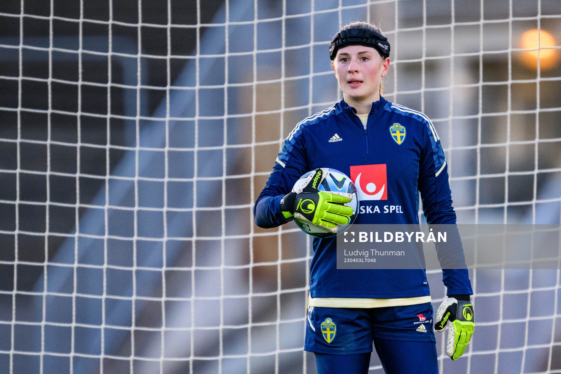 Goalkeeper Tove Enblom of the Swedish women's national football team at a training session on April 3, 2023 in Malmö. 