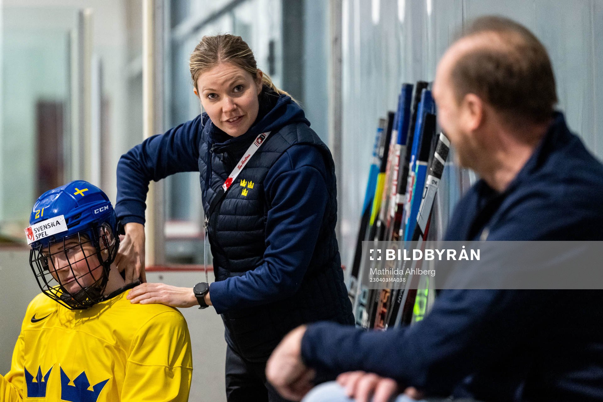 Lova Blom and physiotherapist Erica Svensson  of Sweden at