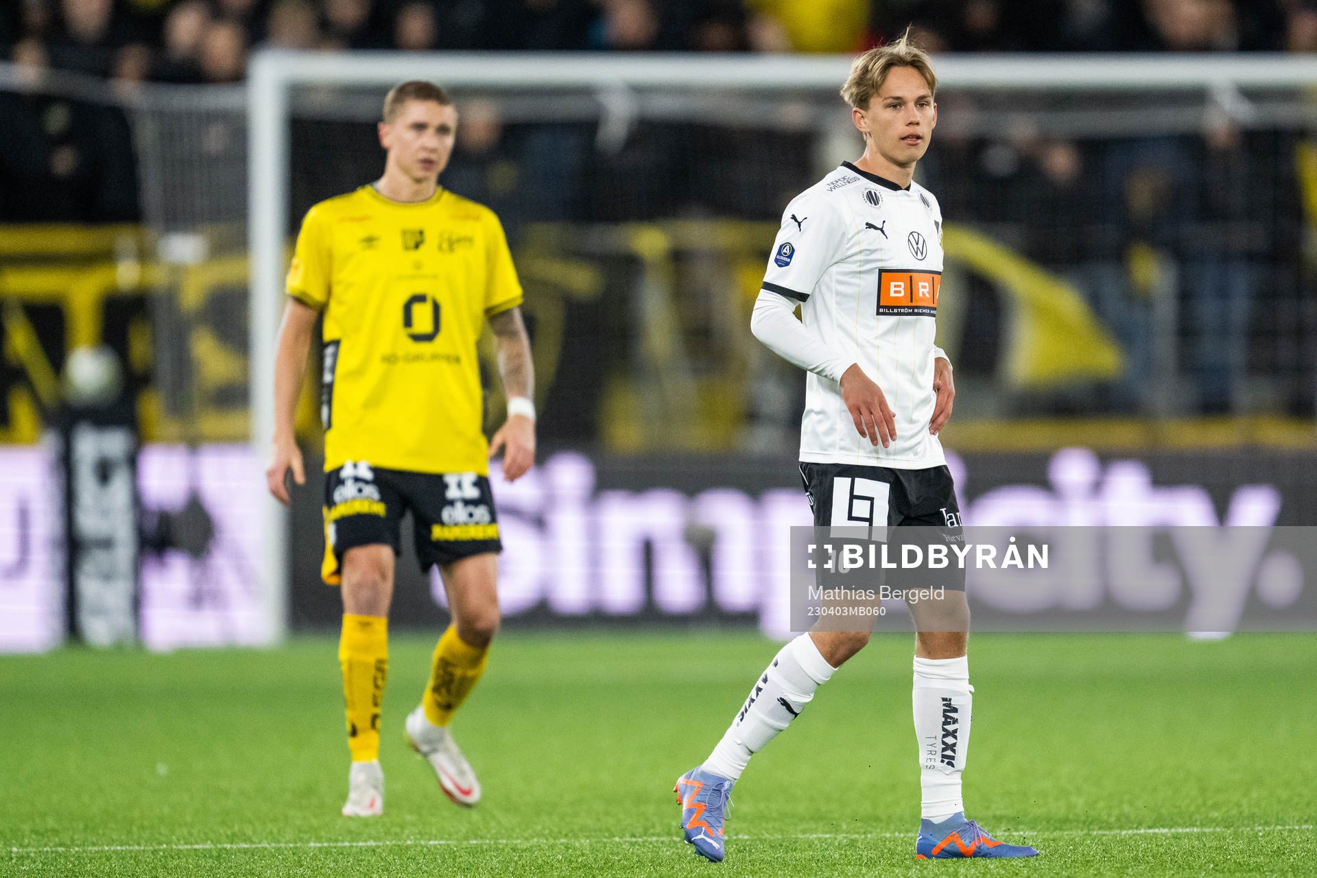 Häckens Pontus Dahbo under fotbollsmatchen i Allsvenskan mellan Elfsborg och Häcken den 3 april 2023 i Borås. 